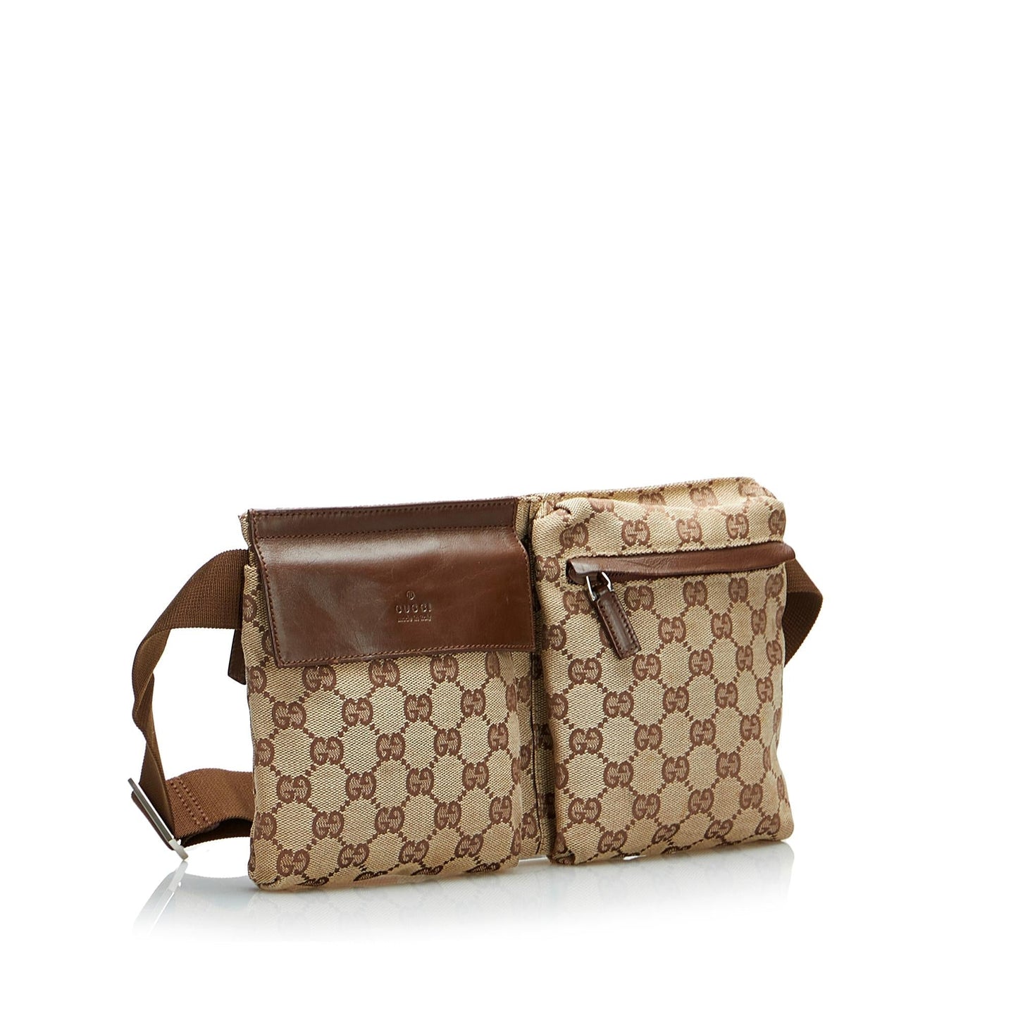 Gucci GG Belt SHG-XxNsxX Canvas Calf Brown Accessory