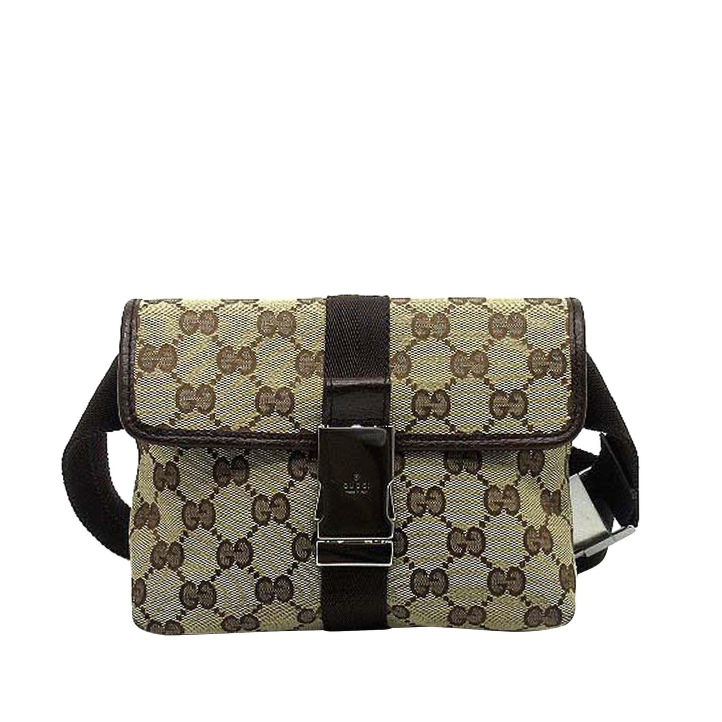 Gucci GG Belt SHG-9lofpC Canvas Calf Brown Accessory