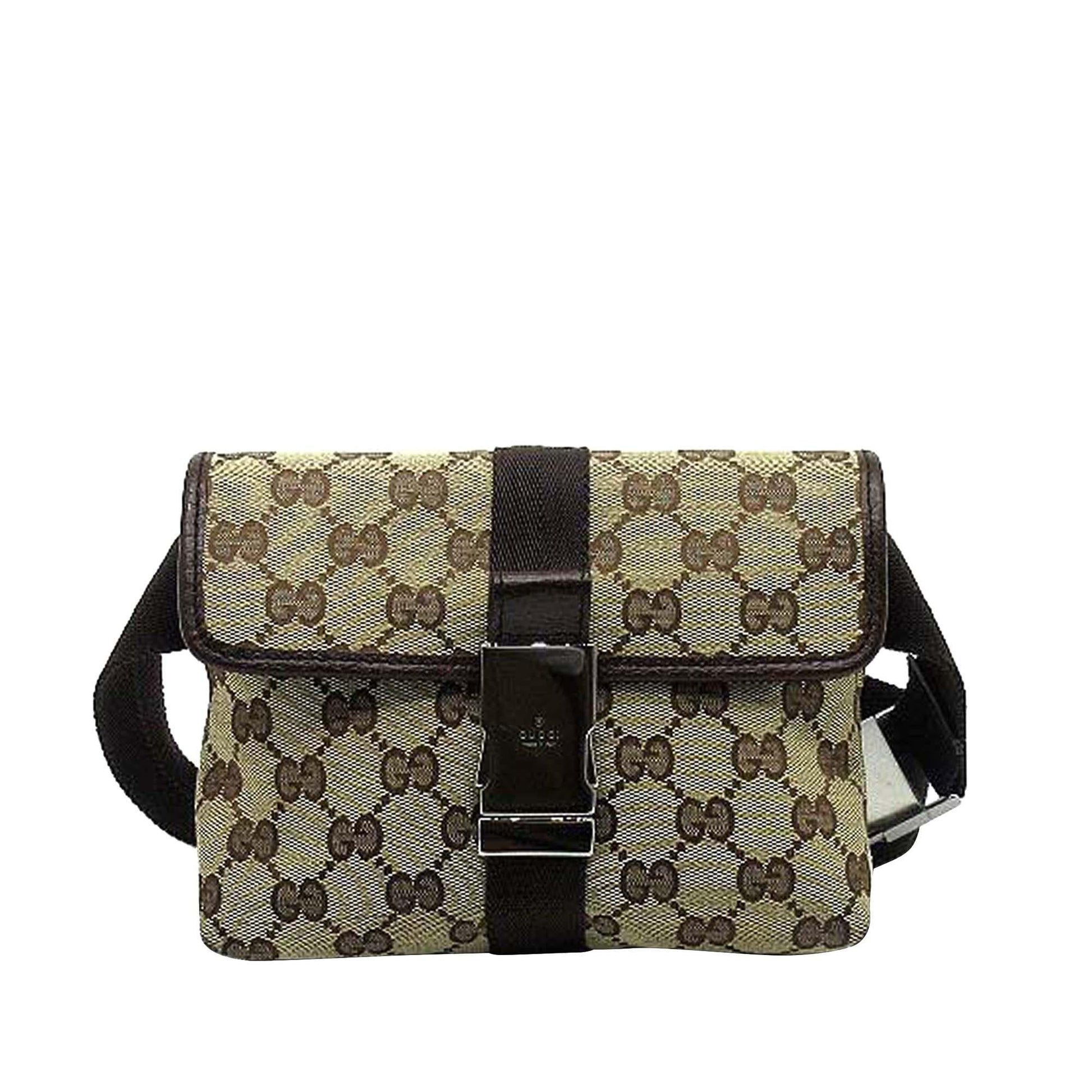 Gucci GG Belt SHG-9lofpC Canvas Calf Brown Accessory