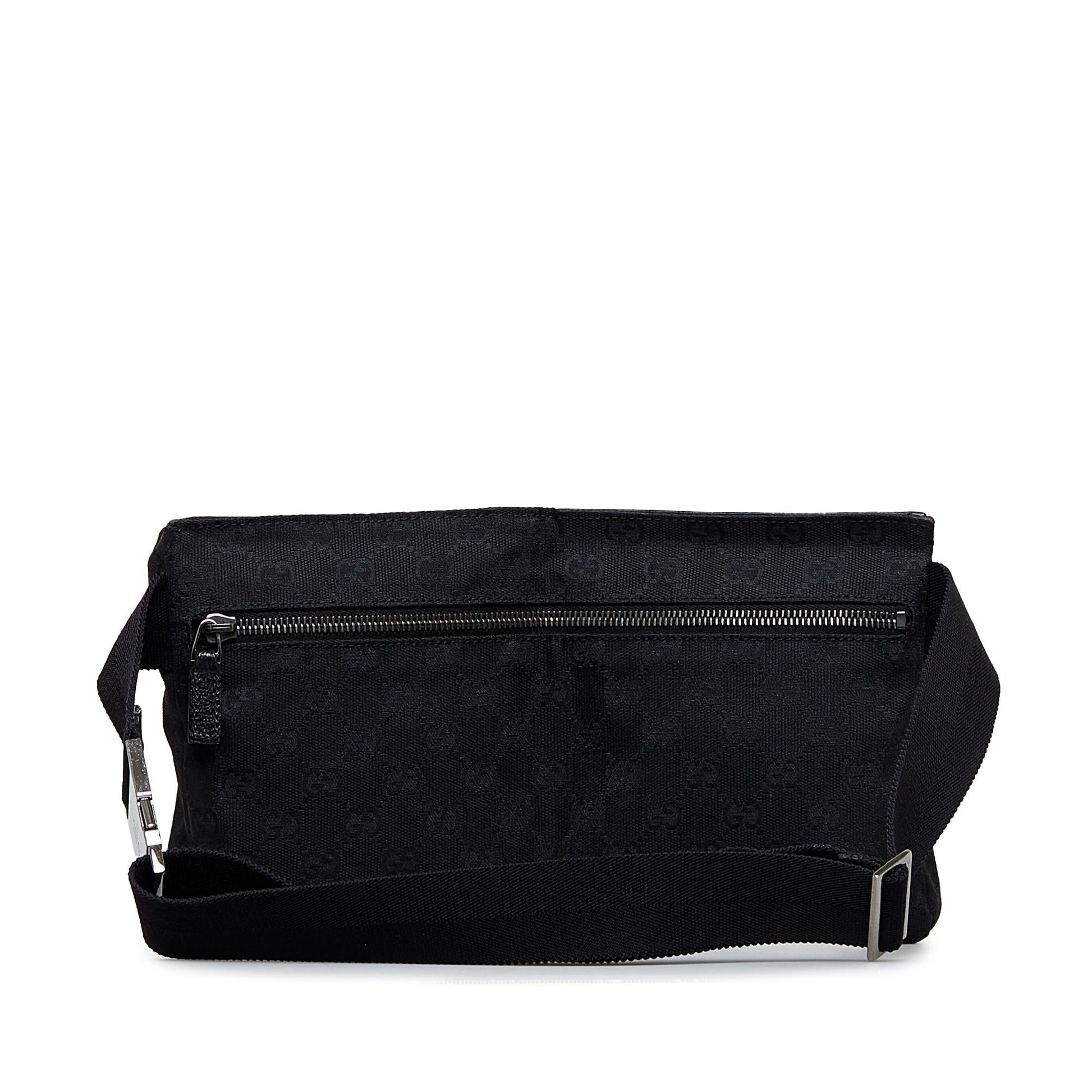 Gucci GG Belt SHG-83Gpbj Canvas Calf Black Accessory