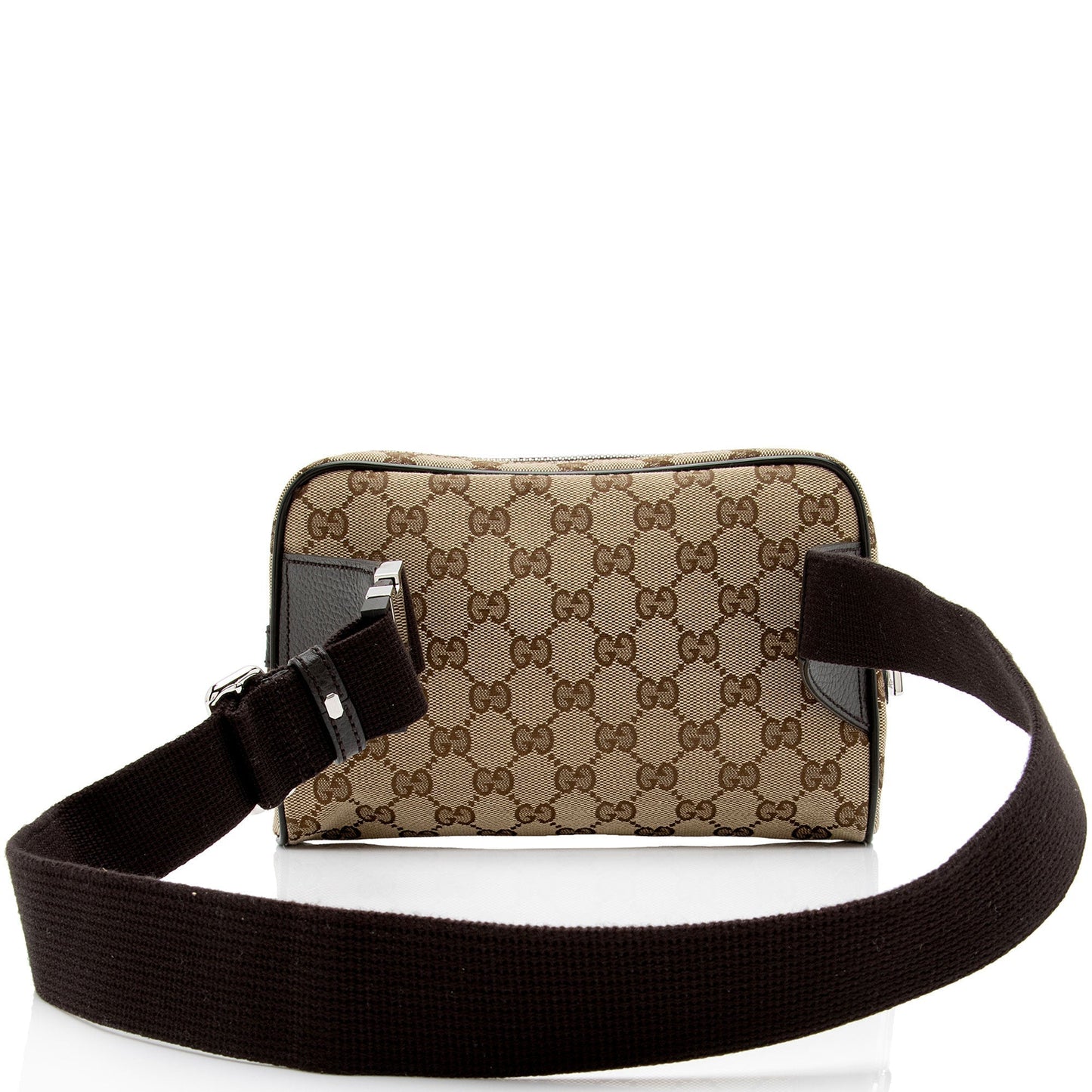 Gucci GG Belt SHF-Rfg0lA Leather Canvas Nylon Brown Accessory