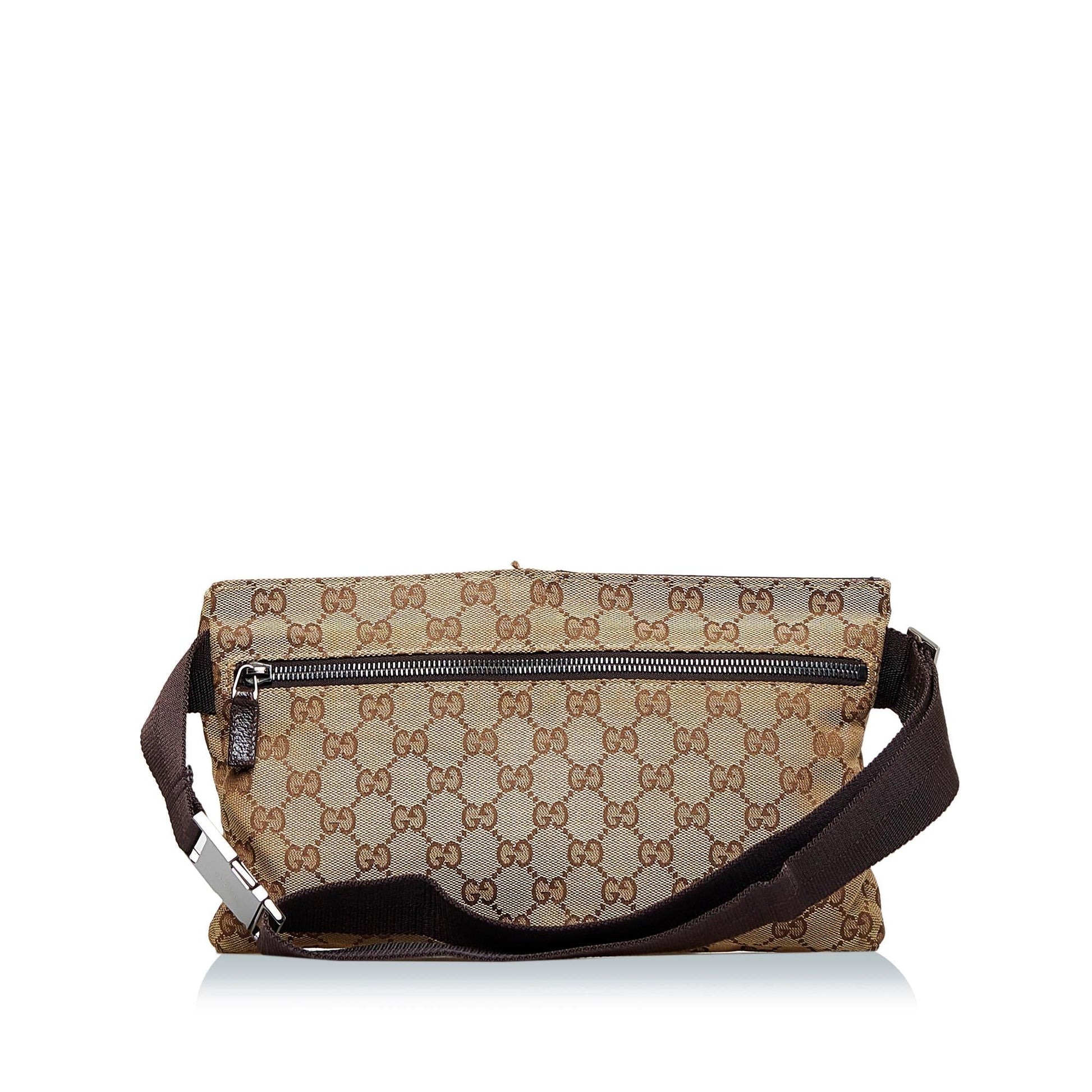 Gucci GG Belt SHG-UuReBi Canvas Calf Brown Accessory