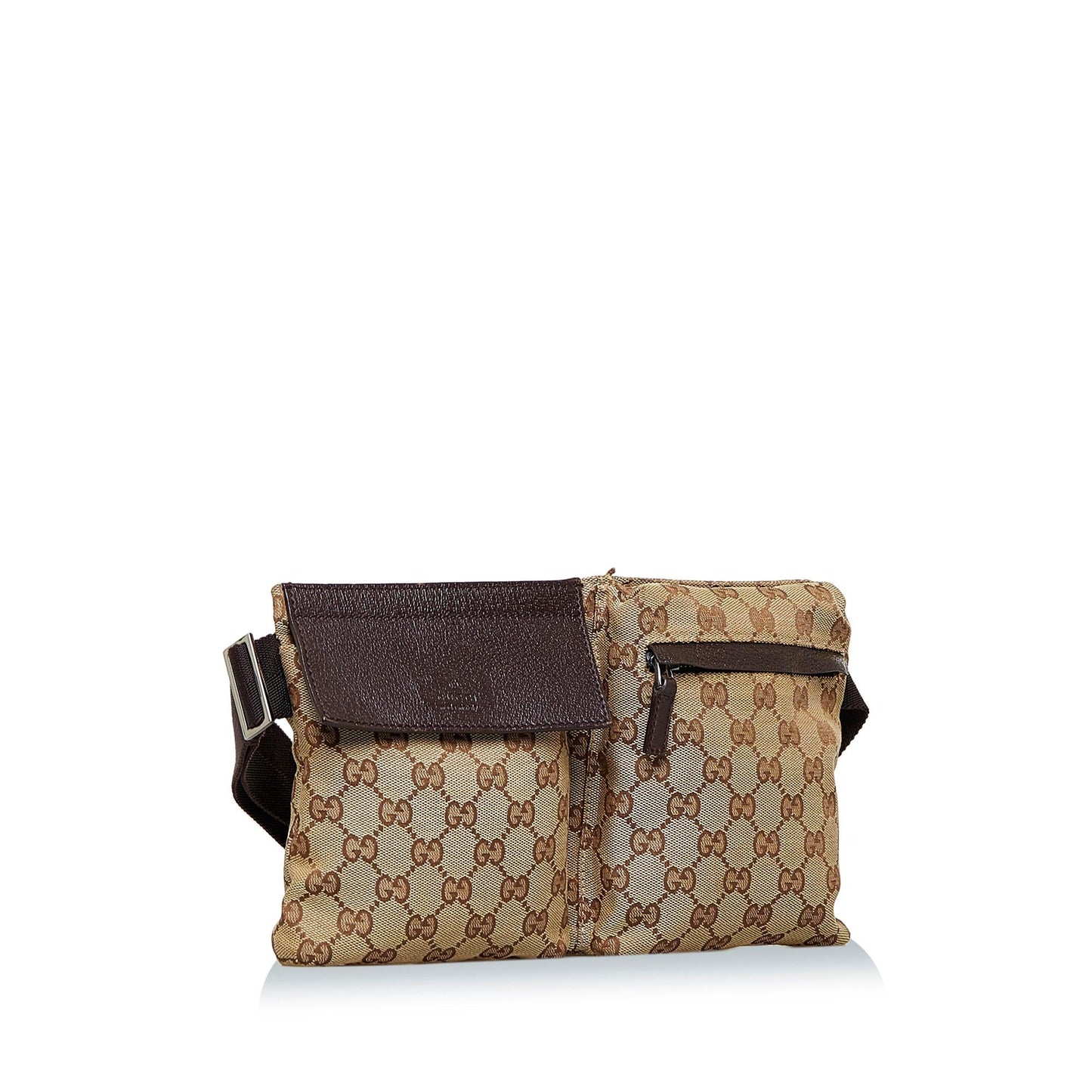 Gucci GG Belt SHG-UuReBi Canvas Calf Brown Accessory