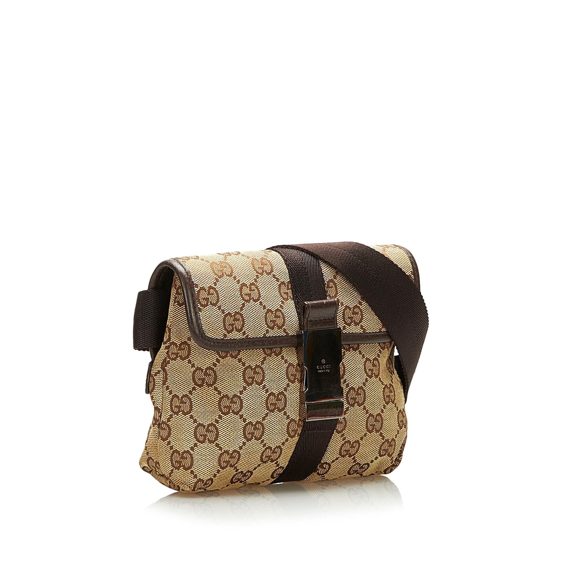 Gucci GG Belt SHG-IG0osS Canvas Brown Accessory