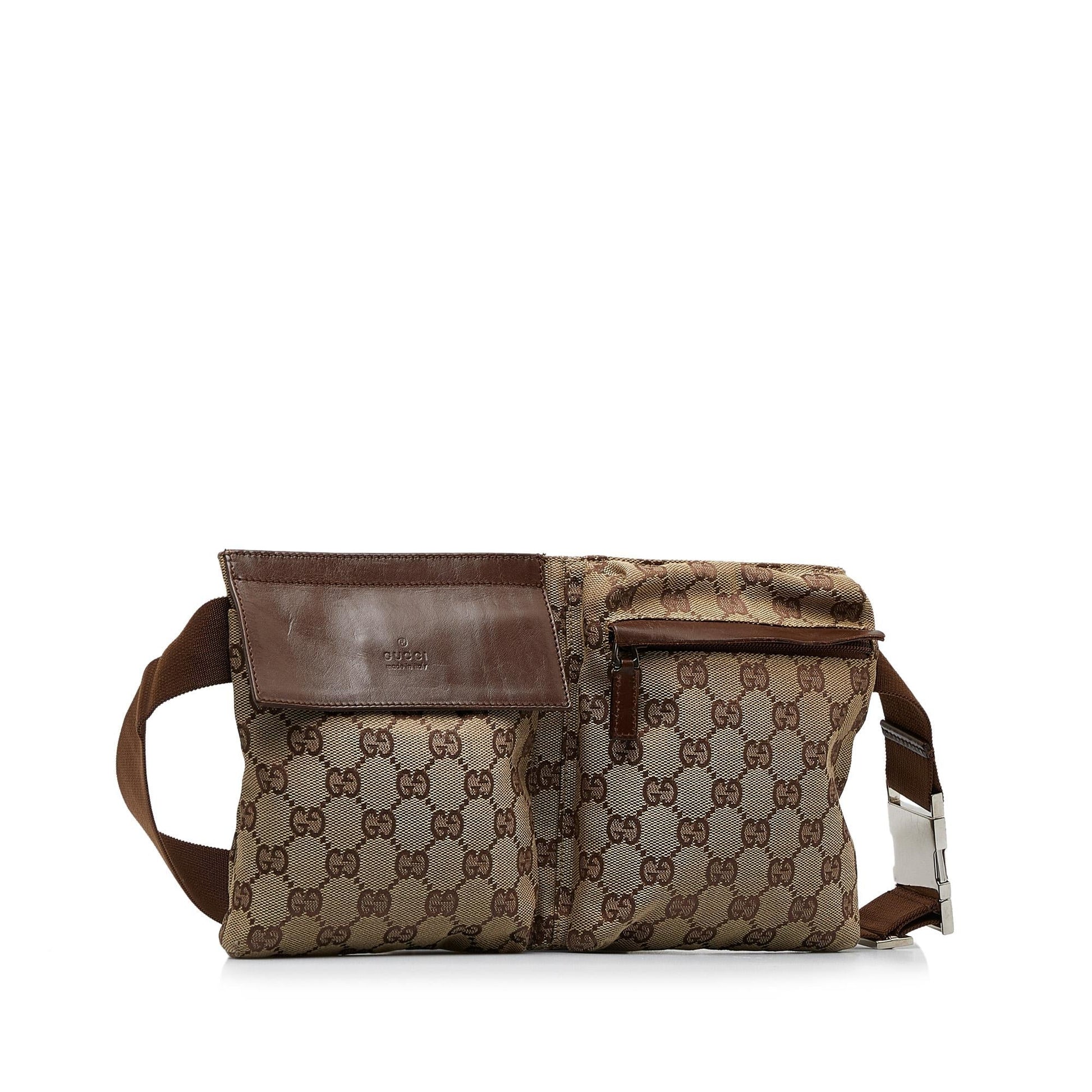 Gucci GG Belt SHG-qT6KSY Canvas Calf Brown Accessory