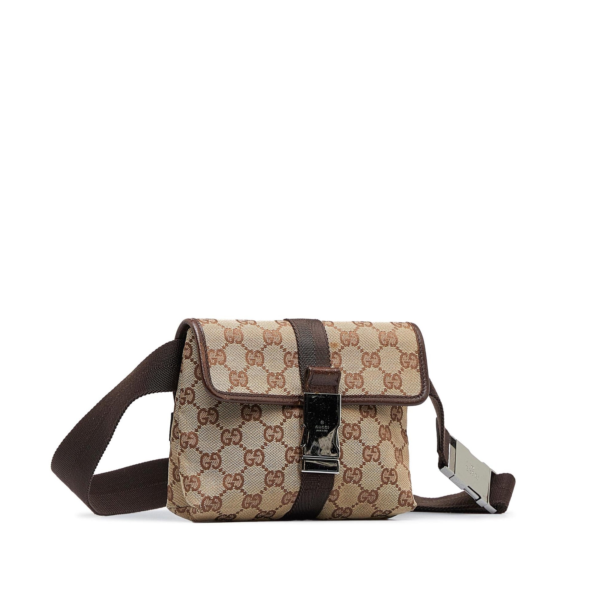 Gucci GG Belt SHG-fjvCjQ Canvas Brown Accessory