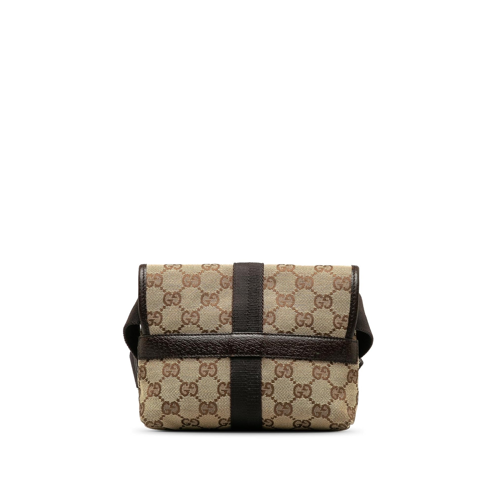 Gucci GG Belt SHG-h2DIhN Canvas Calf Brown Accessory