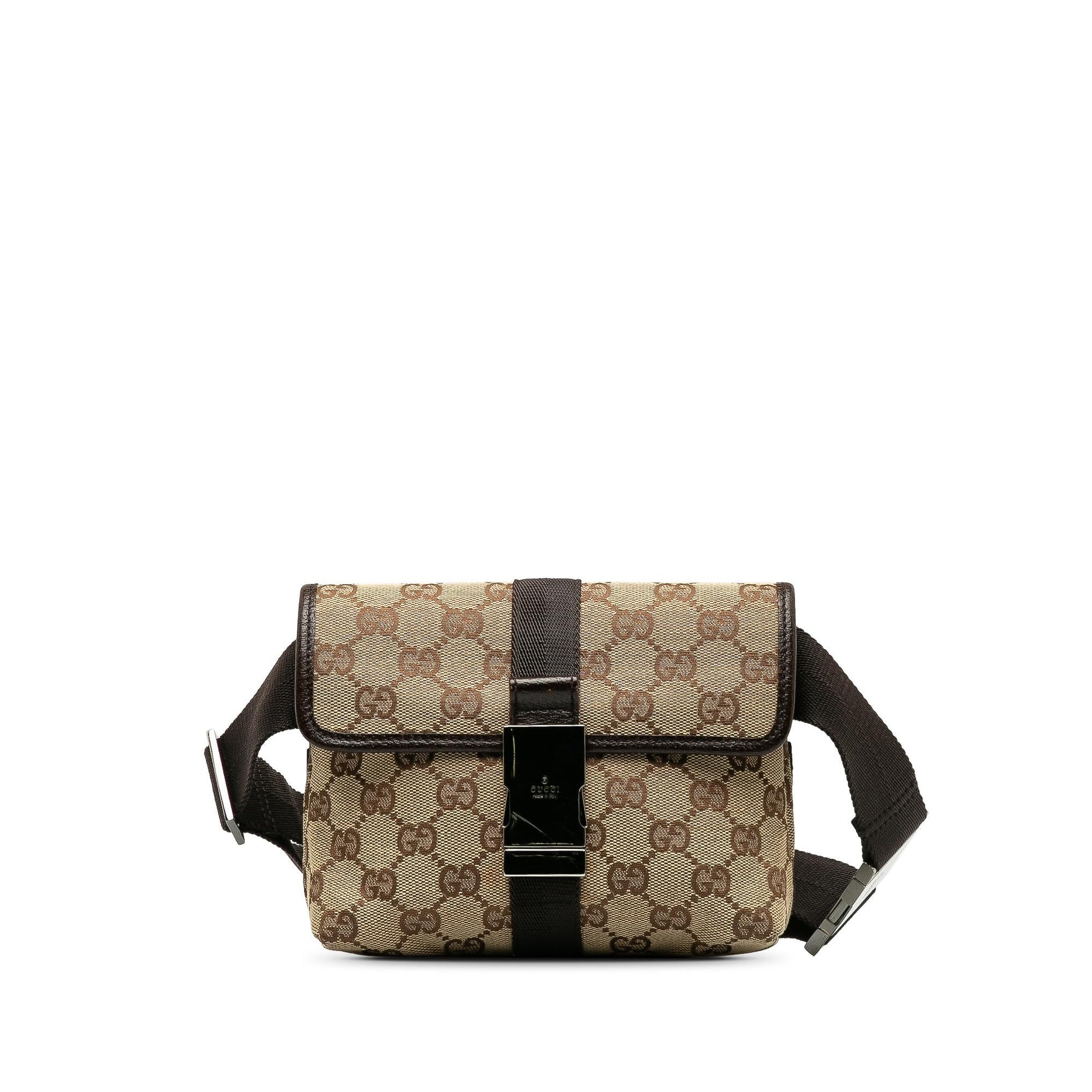 Gucci GG Belt SHG-h2DIhN Canvas Calf Brown Accessory