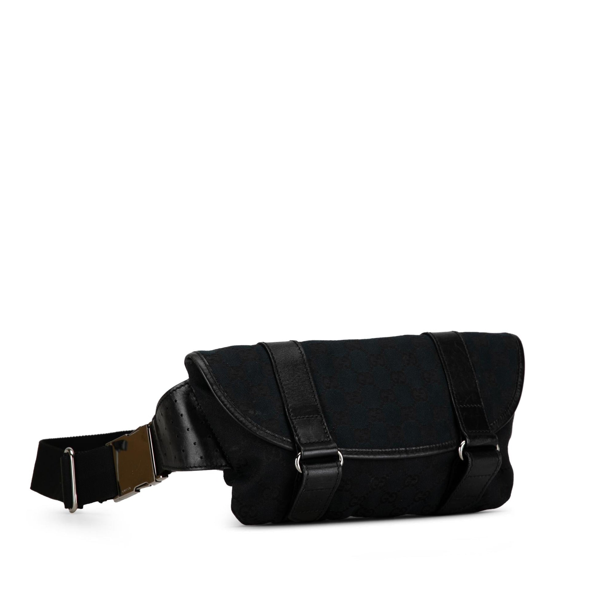 Gucci GG Belt SHG-VM7mwR Canvas Calf Black Accessory