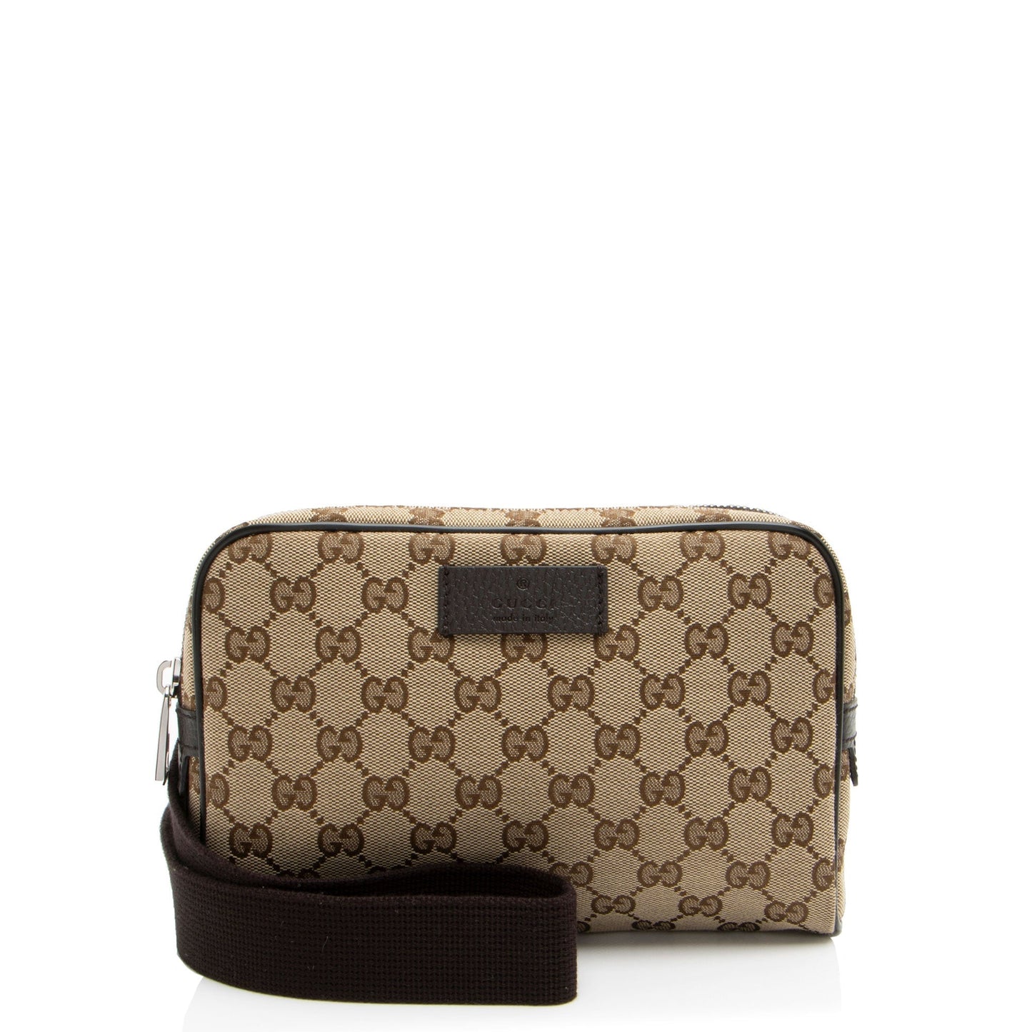 Gucci GG Belt SHF-0c U Leather Canvas Nylon Brown Accessory