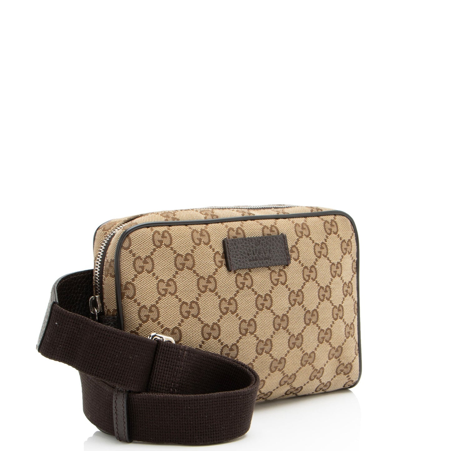 Gucci GG Belt SHF-dE7yox Leather Canvas Nylon Brown Accessory