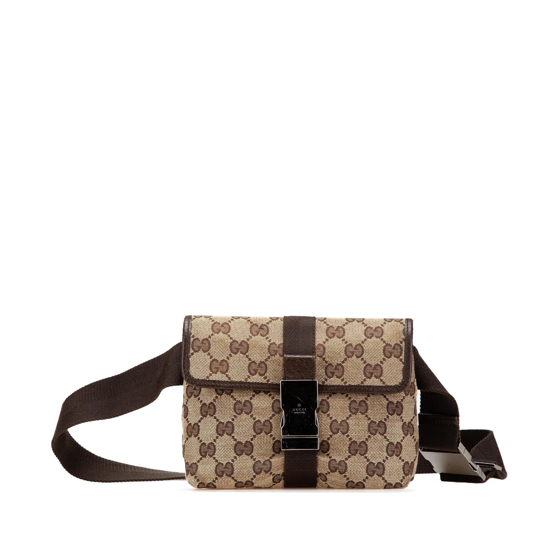 Gucci GG Belt Canvas Calf Brown Accessory Bag 4