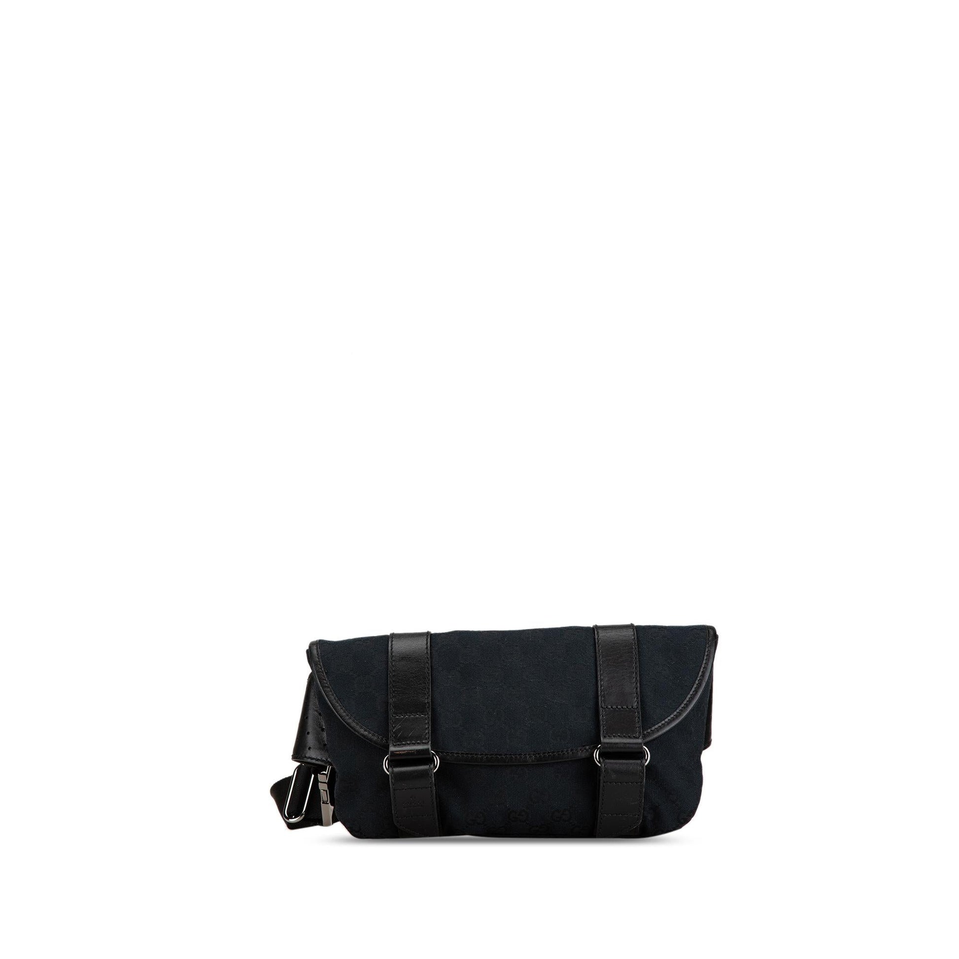 Gucci GG Belt Canvas Calf Black Accessory Bag 5