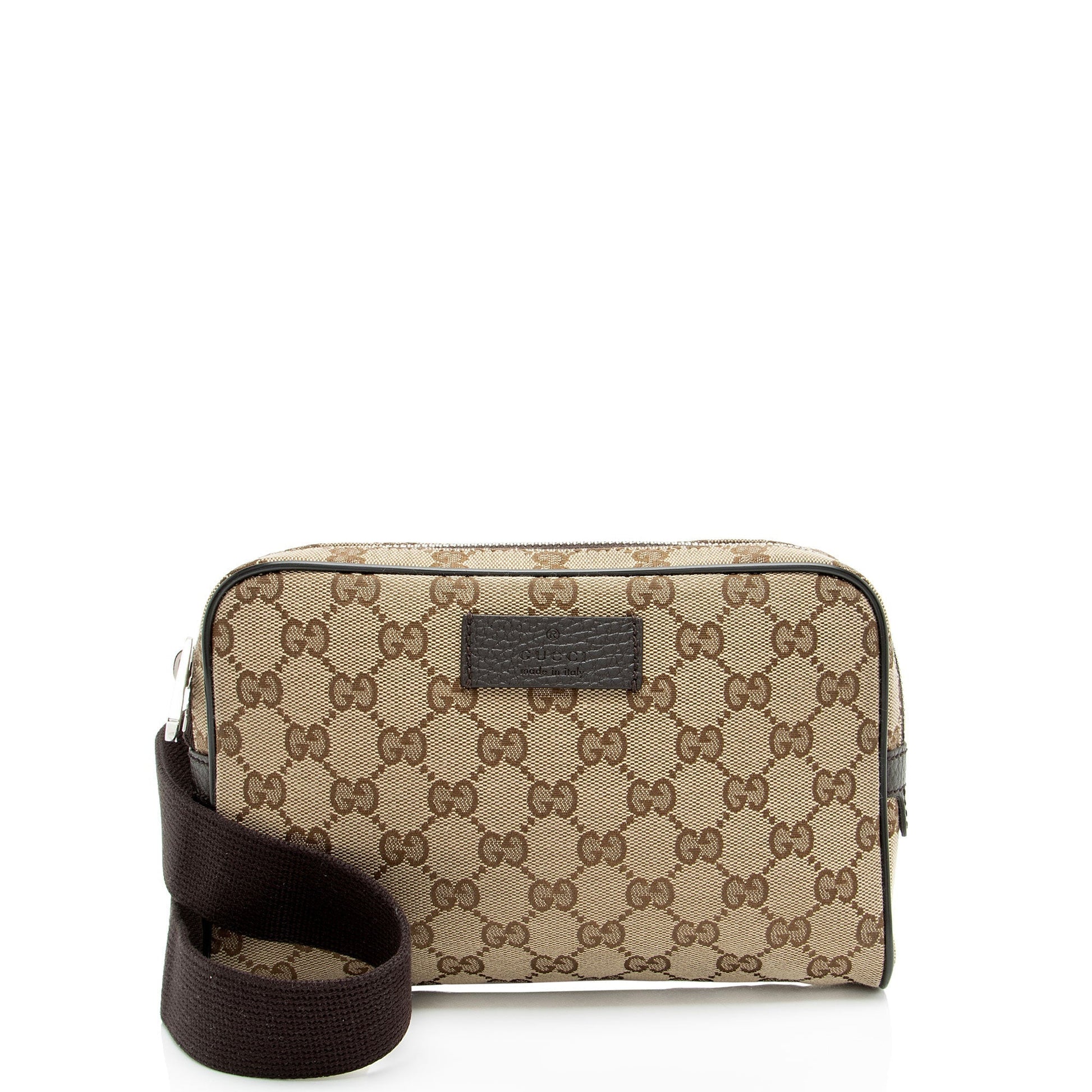 Gucci GG Belt Leather Canvas Nylon Beige Accessory