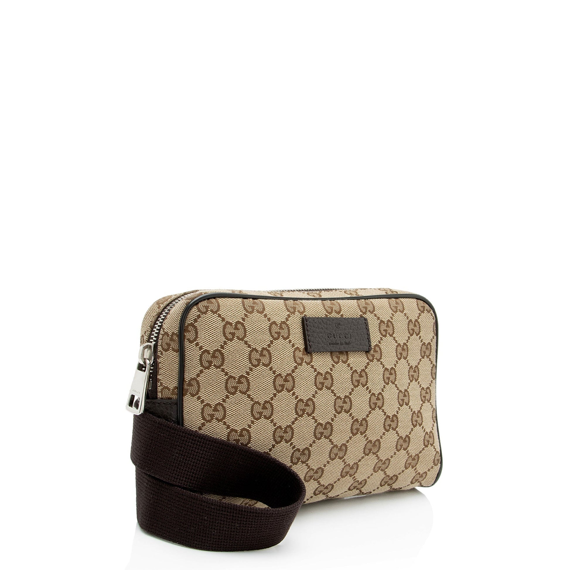 Gucci GG Belt Leather Canvas Nylon Beige Accessory