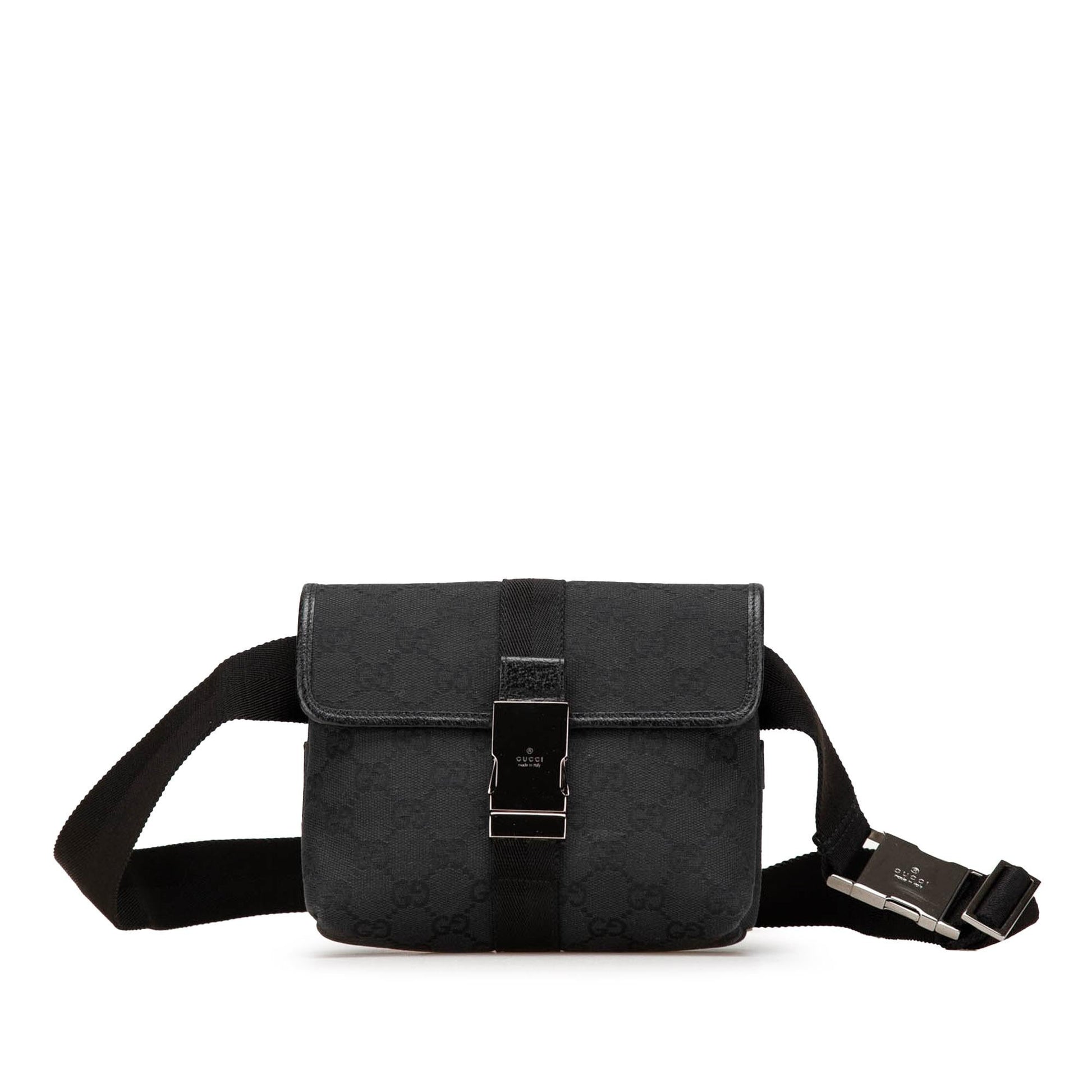 Gucci GG Belt Canvas Calf Black Accessory