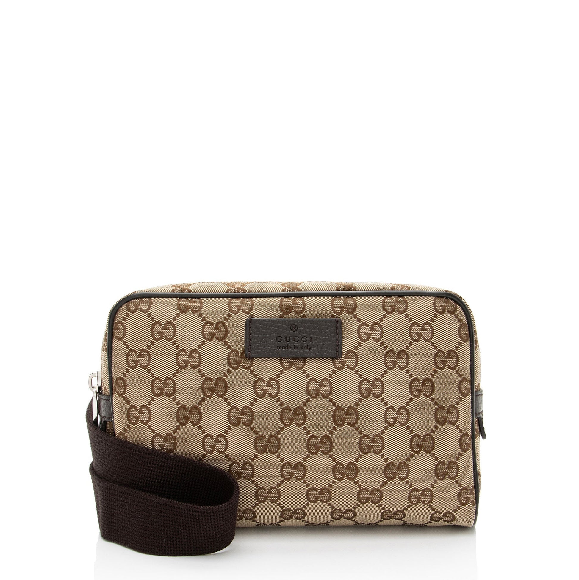 Gucci GG Belt Leather Canvas Nylon Brown Accessory Bag 20