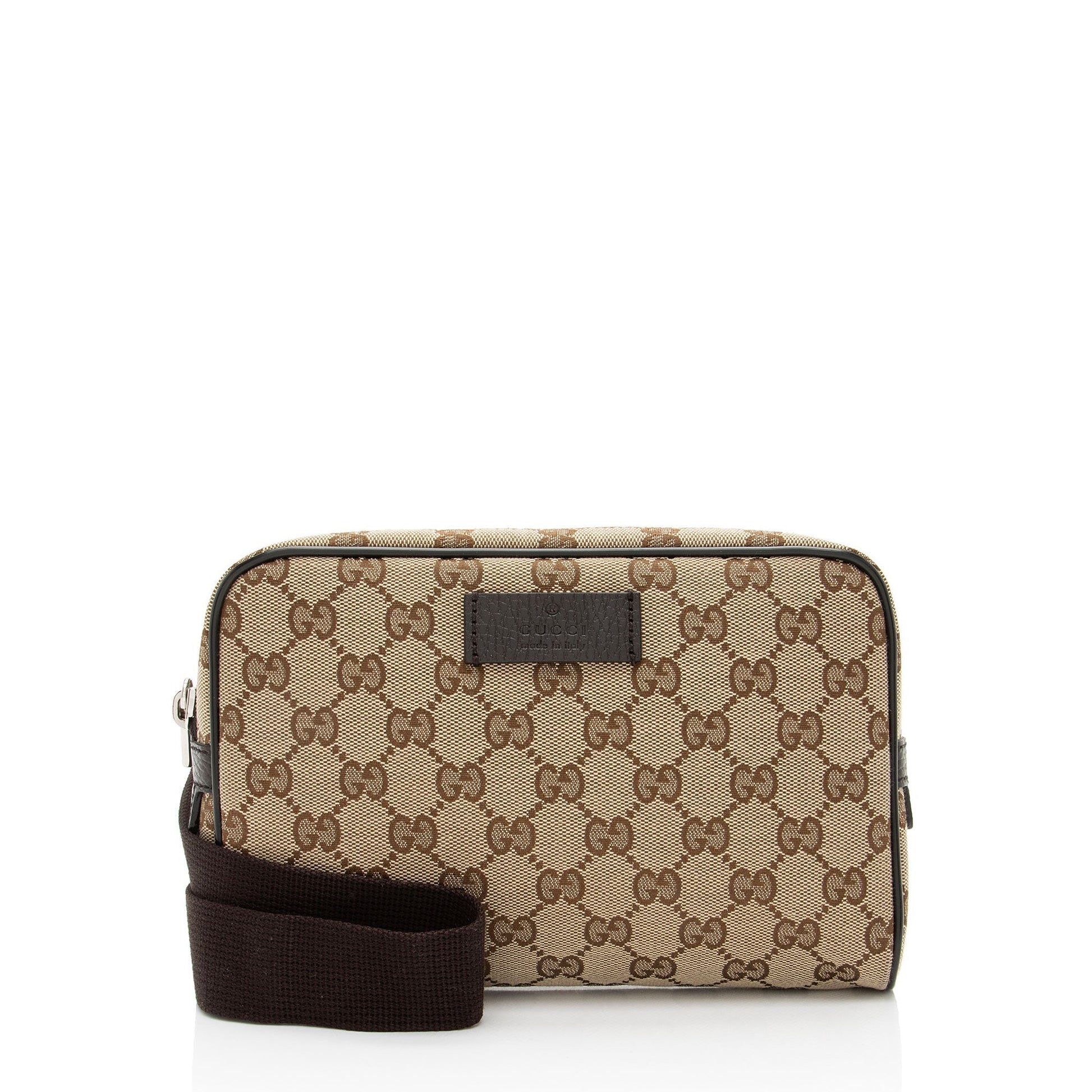Gucci GG Belt Leather Canvas Nylon Brown Accessory