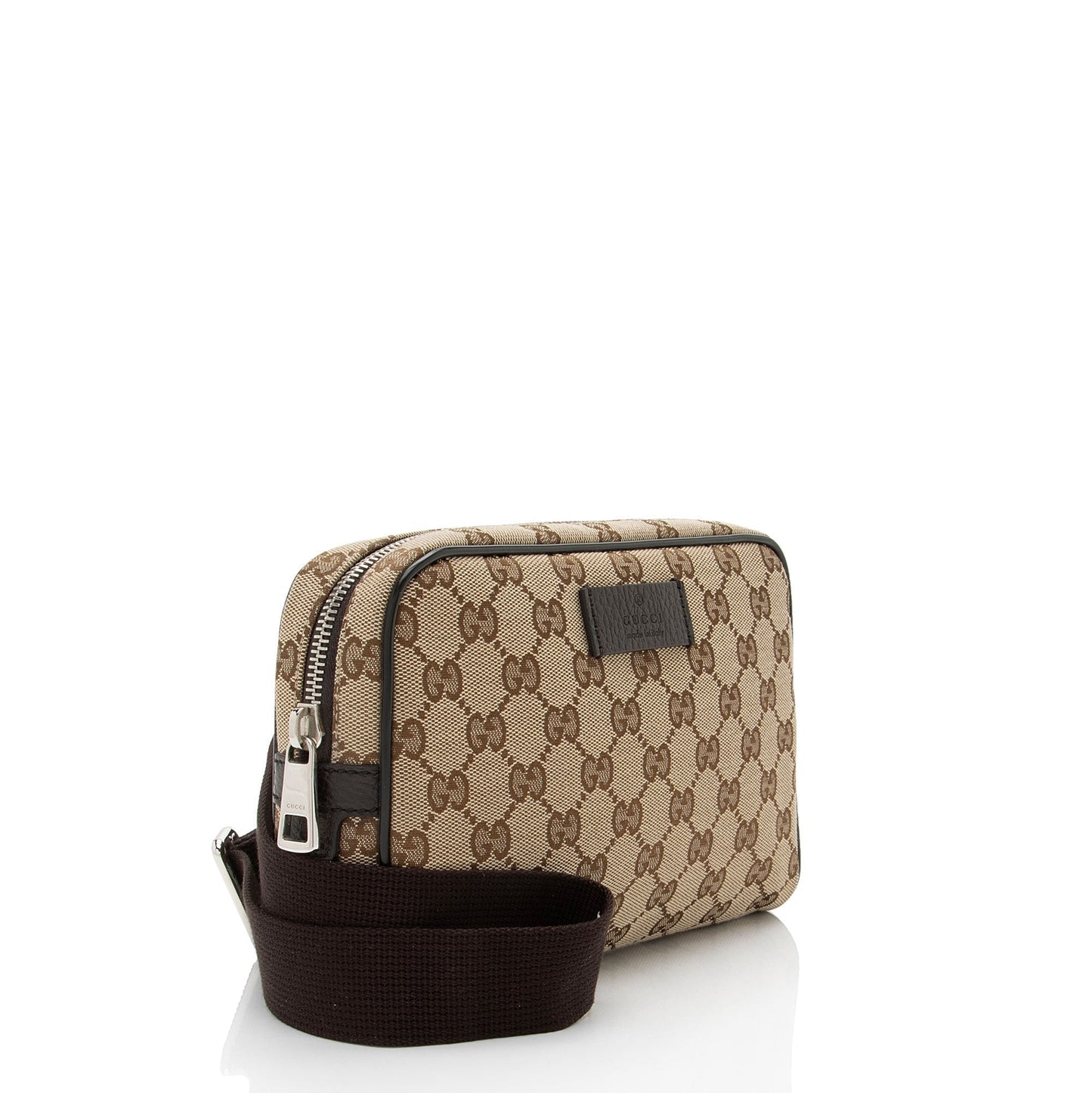 Gucci GG Belt Leather Canvas Nylon Brown Accessory