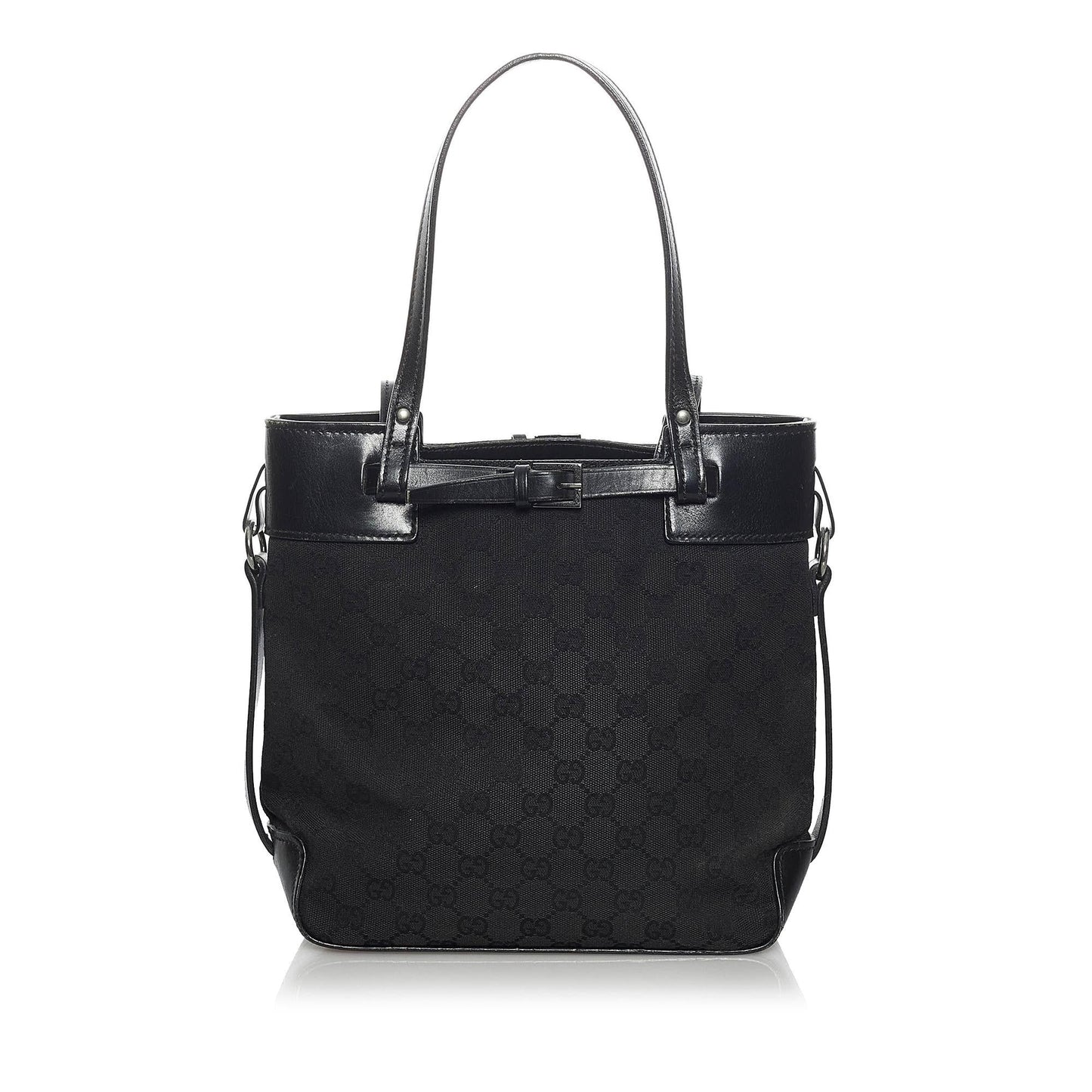 Gucci GG Belt SHG Canvas Calf Black Accessory