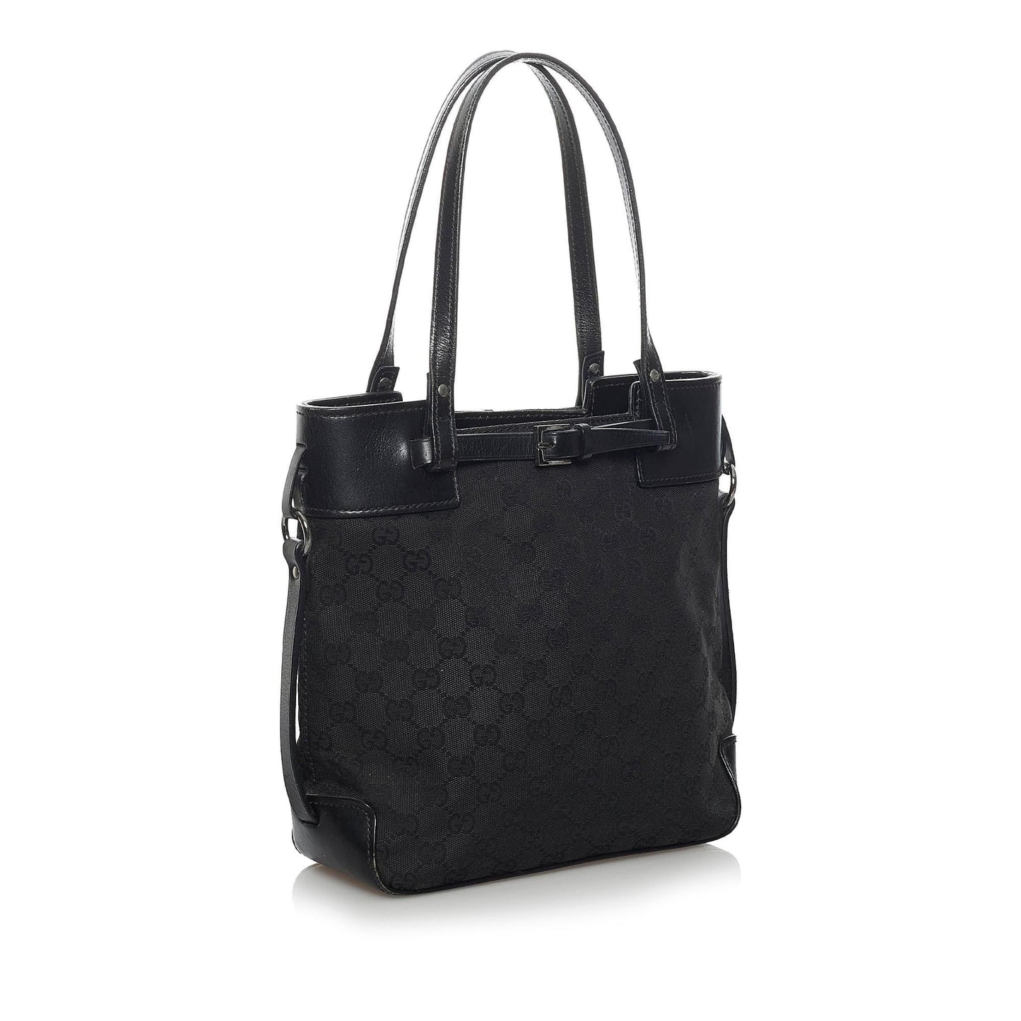 Gucci GG Belt SHG Canvas Calf Black Accessory