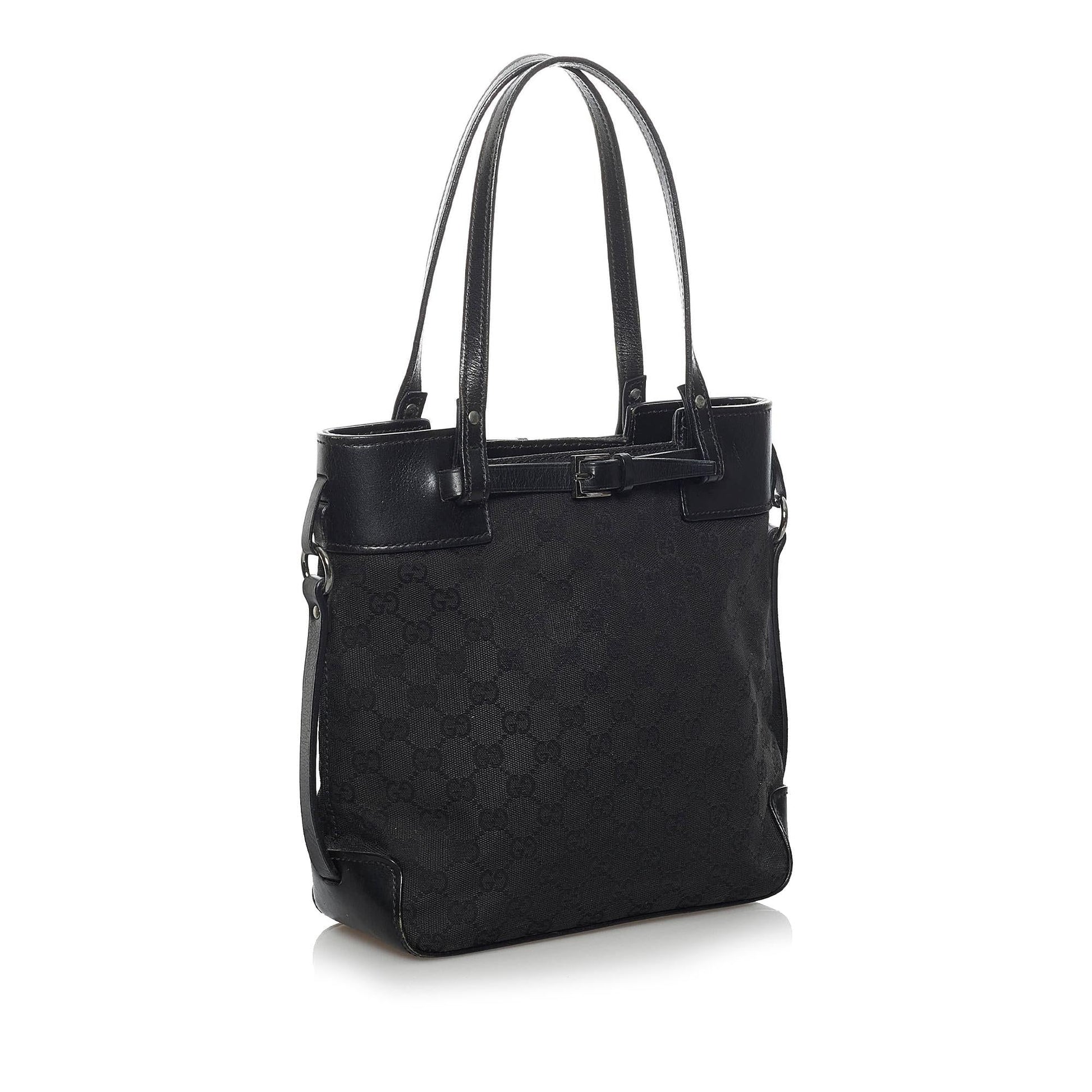 Gucci GG Belt SHG Canvas Calf Black Accessory