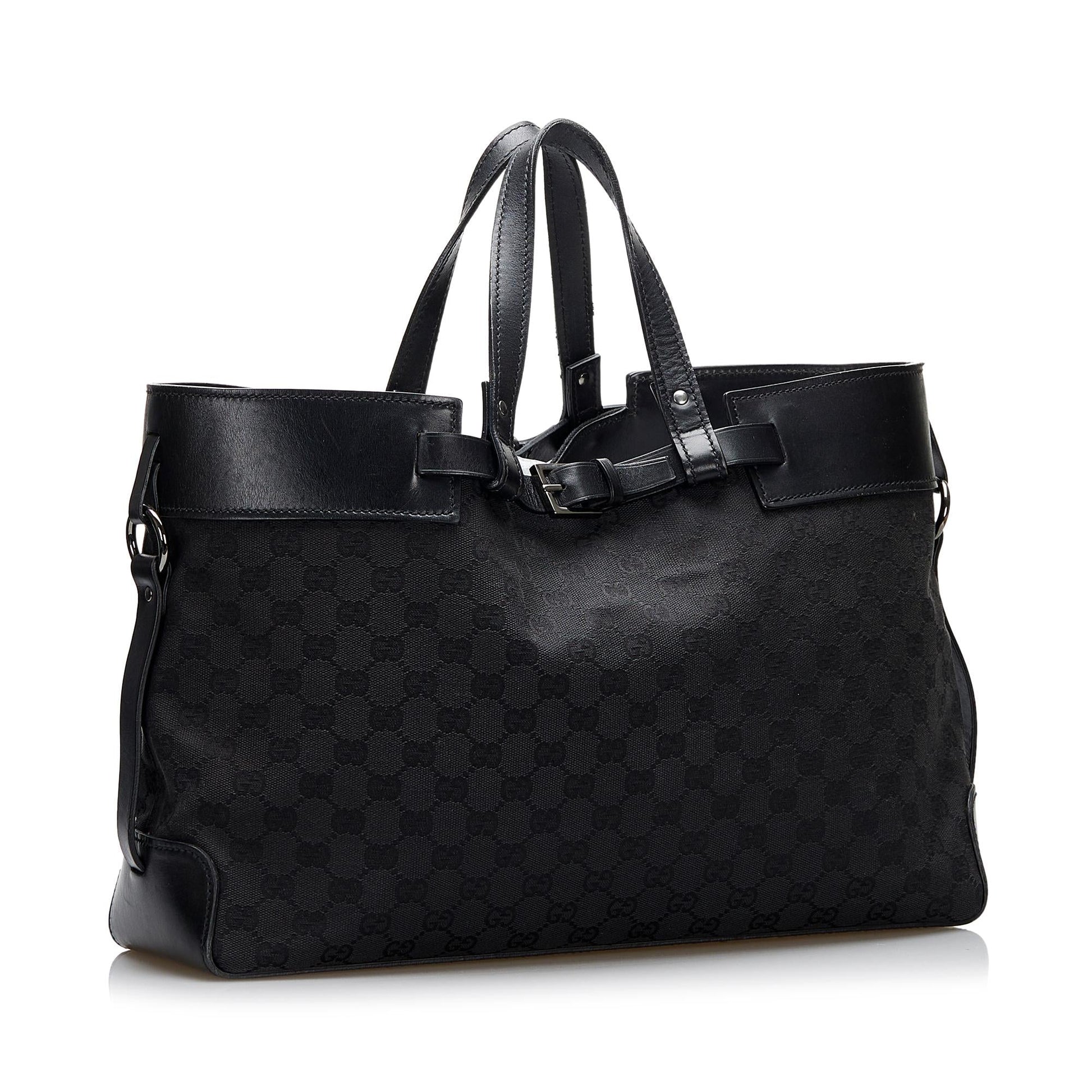Gucci GG Belt SHG-7hmL1J Canvas Black Accessory