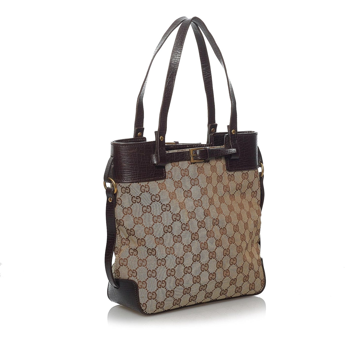 Gucci GG Belted SHG Canvas Calf Brown Accessory