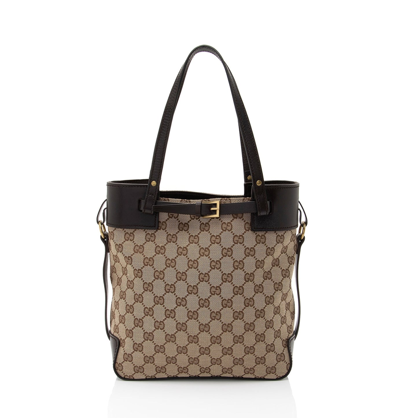 Gucci GG Belted Leather Canvas Brown Beige Accessory