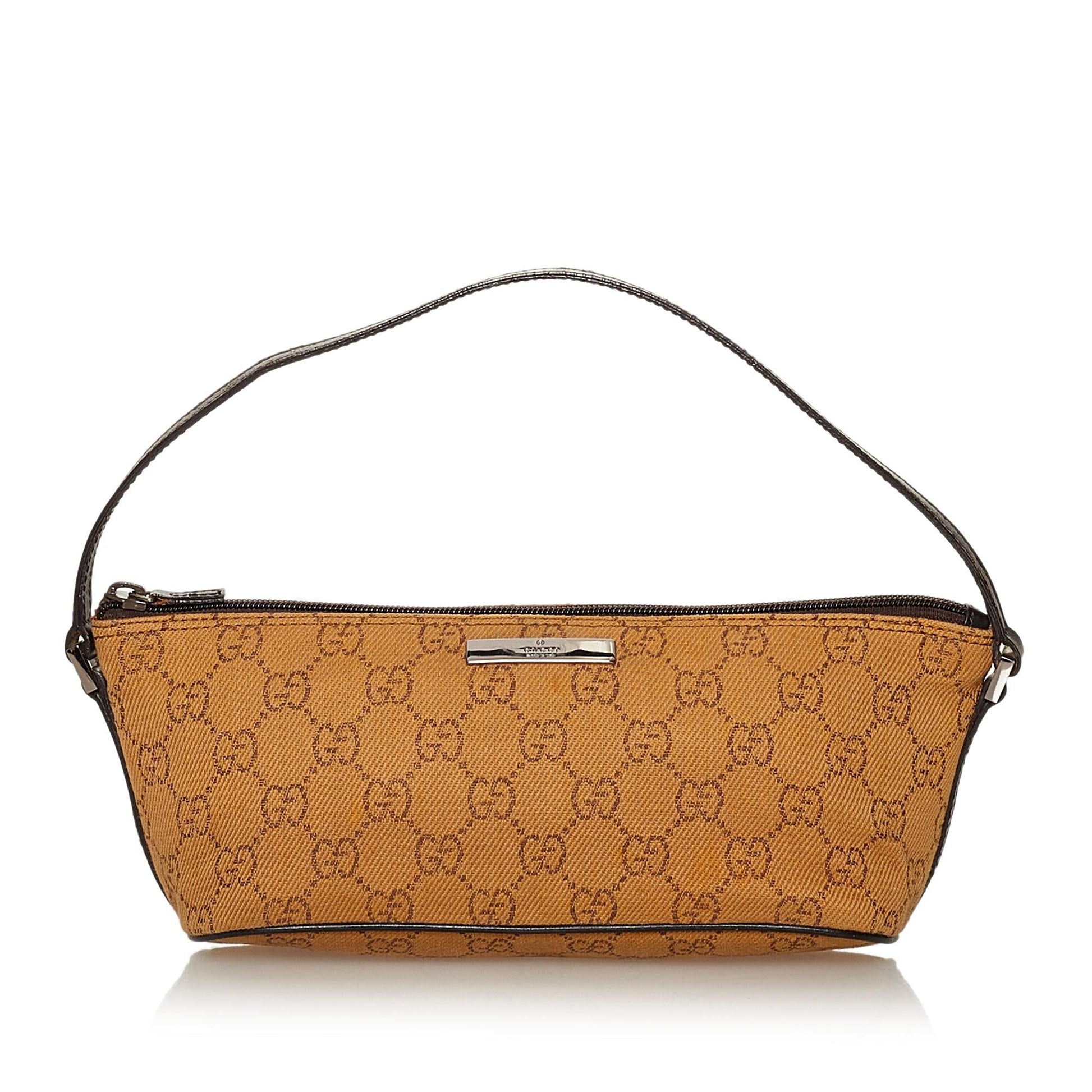 Gucci GG Boat Baguette SHG Canvas Brown Handbag 8