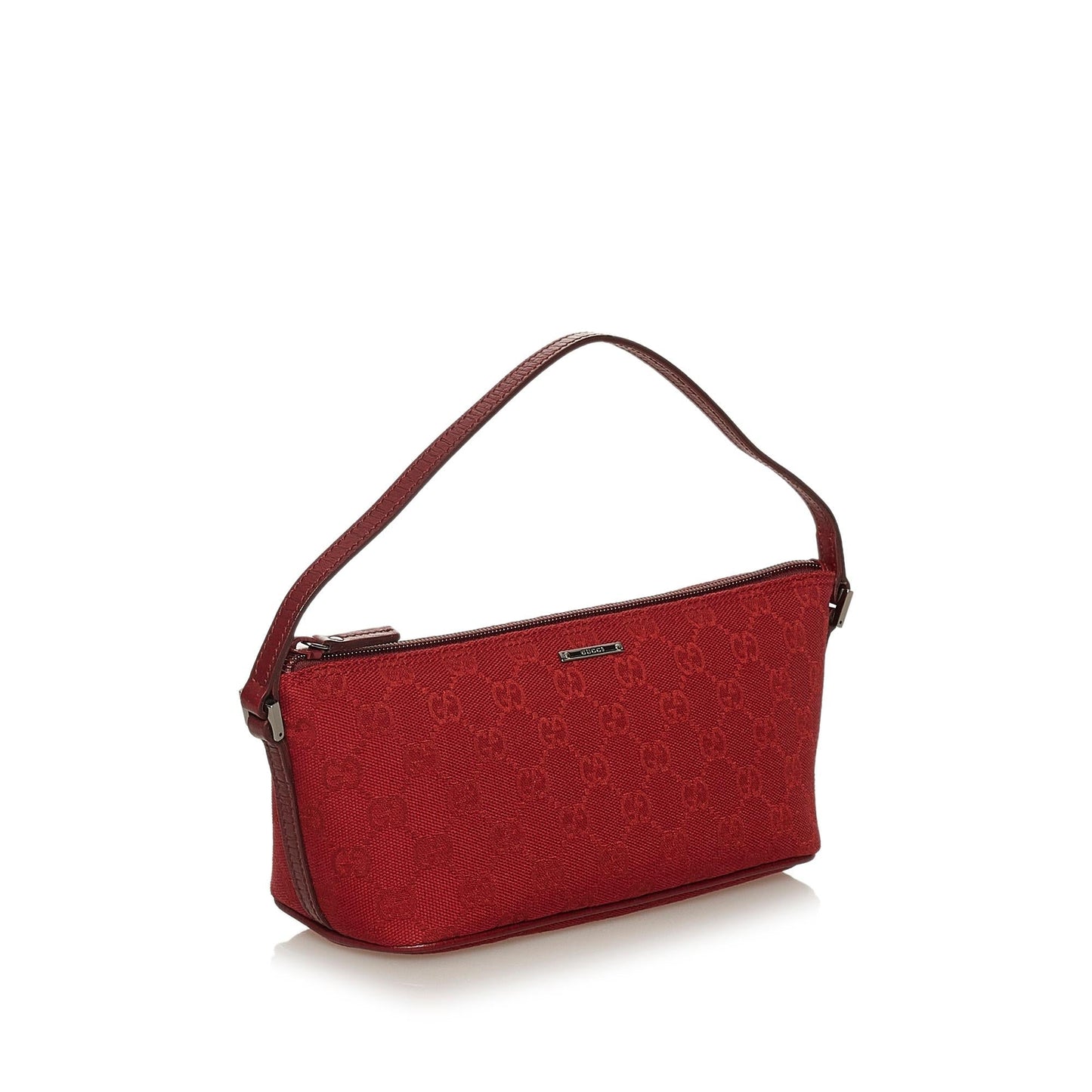 Gucci GG Boat Baguette SHG Canvas Red Handbag