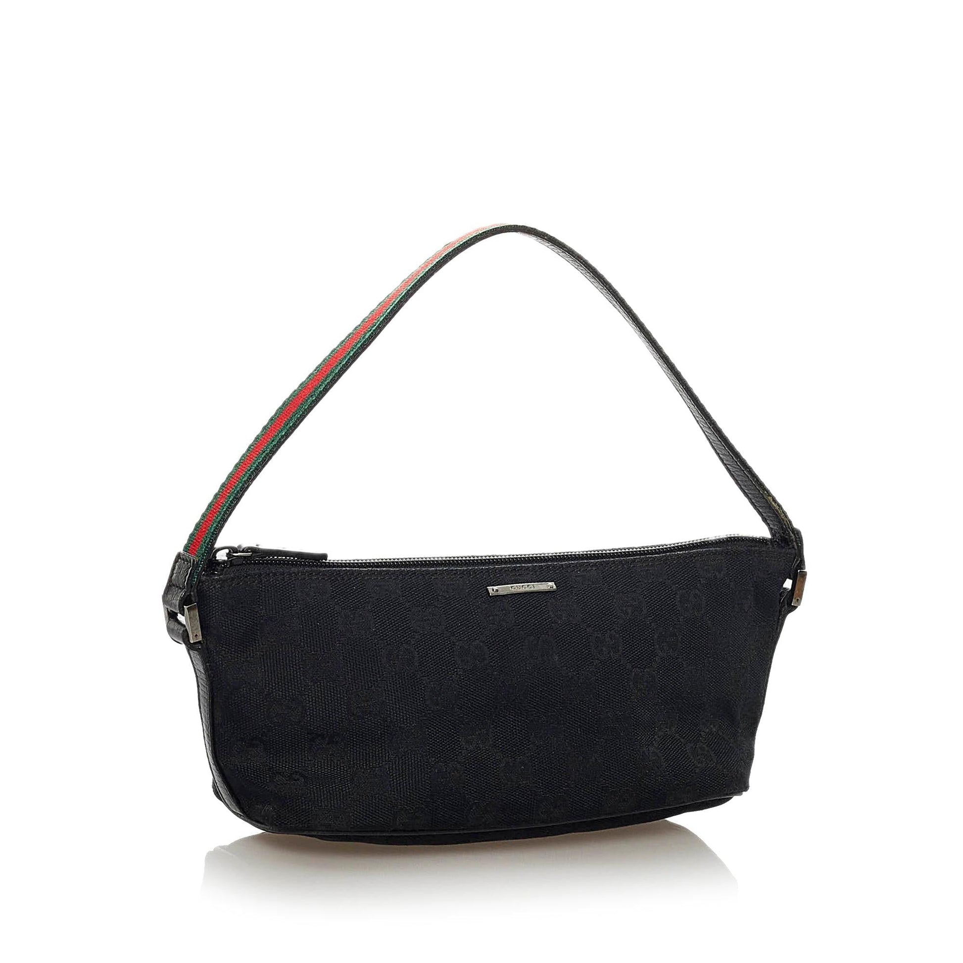 Gucci GG Boat Baguette SHG Canvas Black Handbag 9