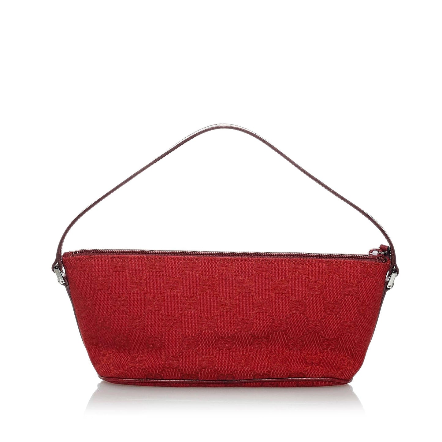 Gucci GG Boat Baguette SHG Canvas Calf Red Handbag