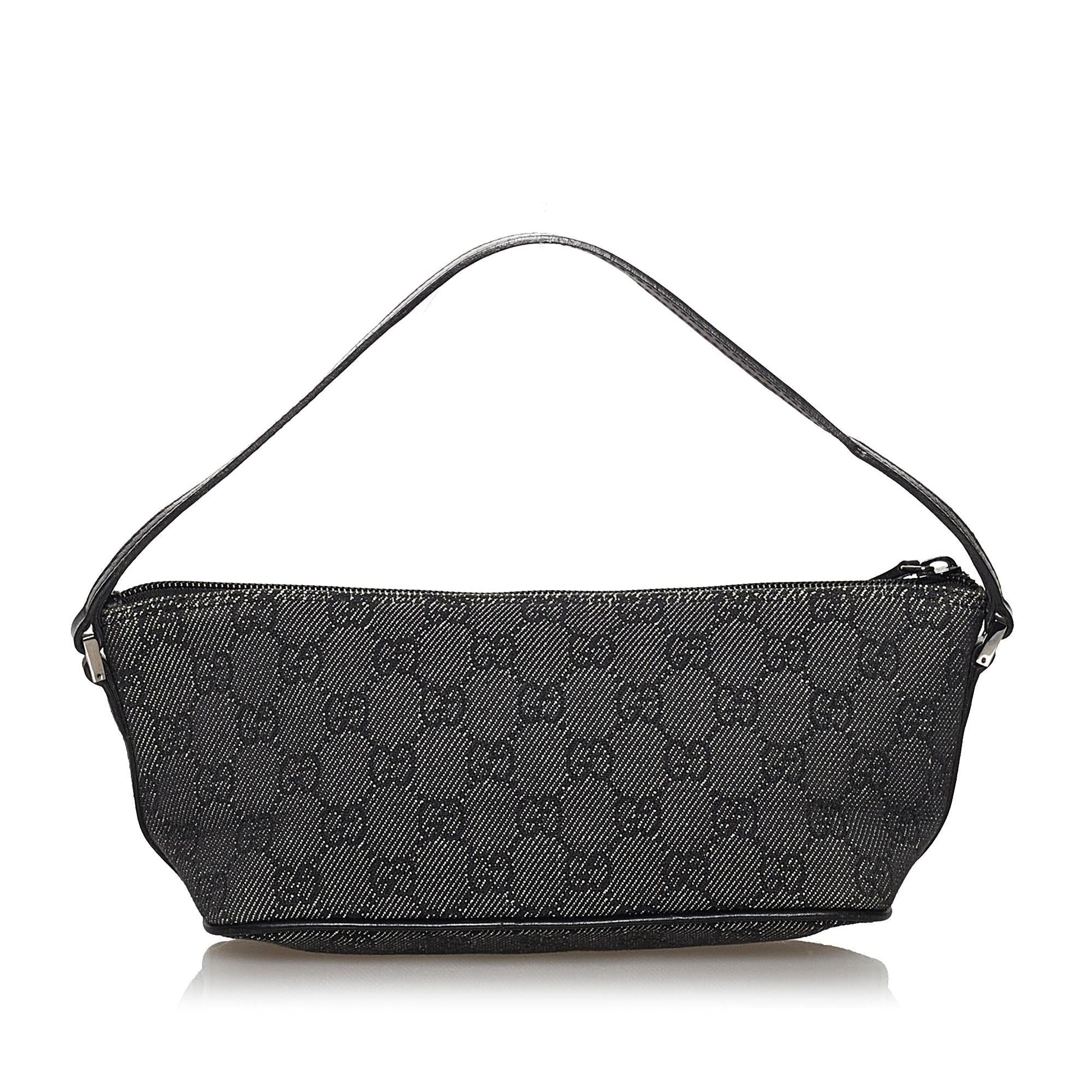 Gucci GG Boat Baguette SHG Canvas Calf Black Handbag 3