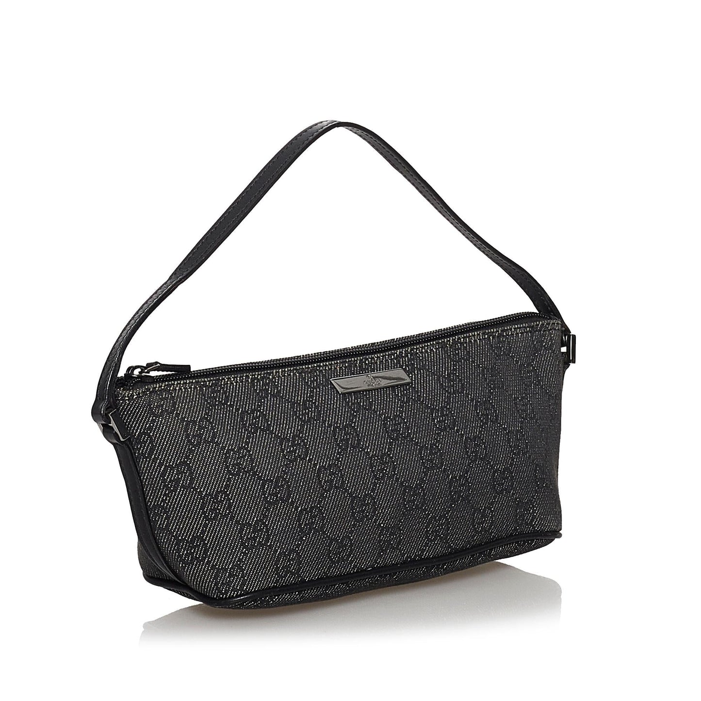 Gucci GG Boat Baguette SHG Canvas Calf Black Handbag 3