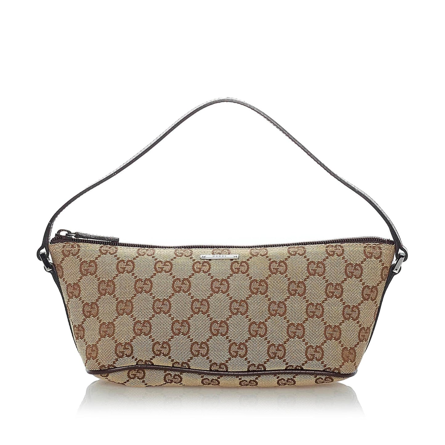 Gucci GG Boat Baguette SHG Canvas Brown Handbag 11