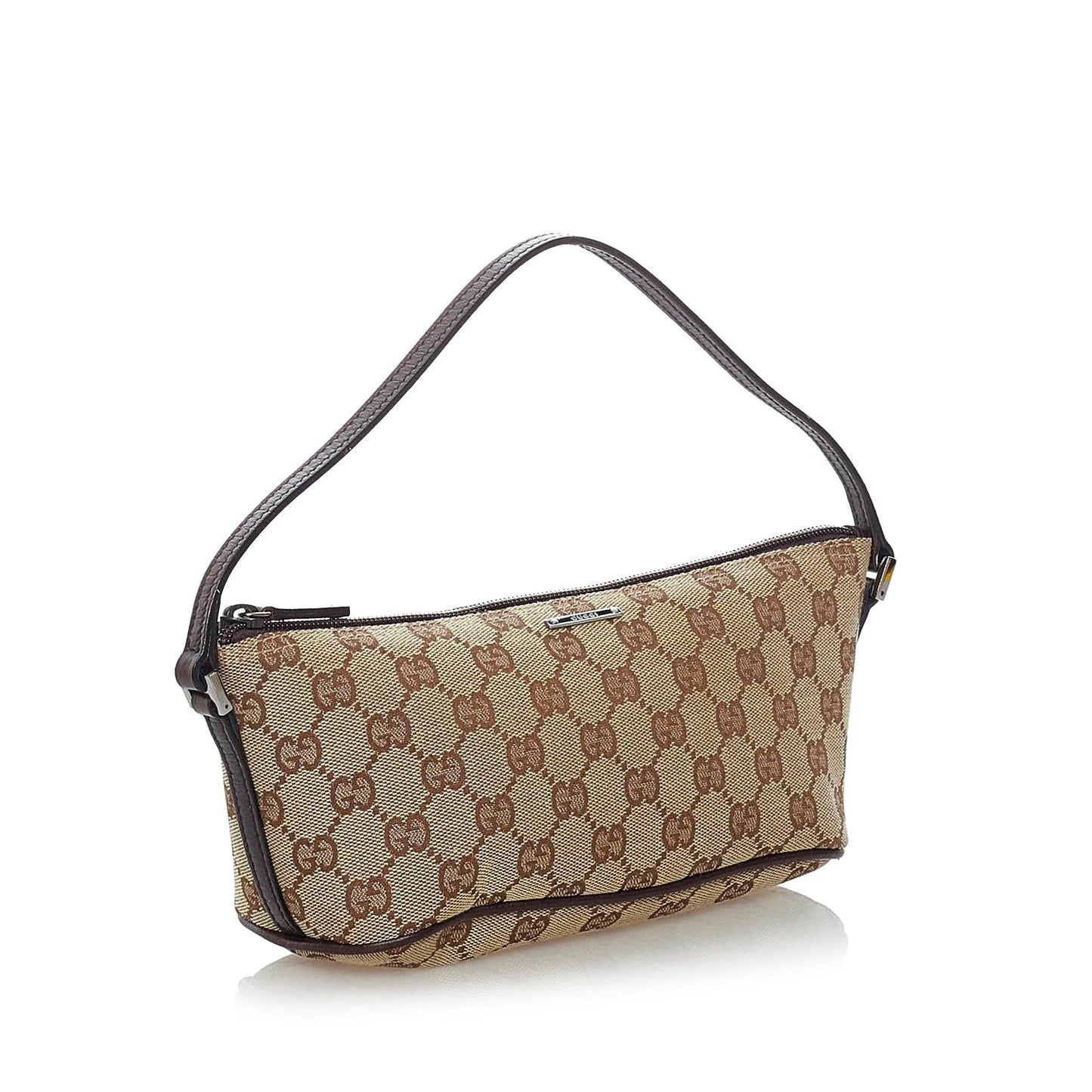 Gucci GG Boat Baguette SHG Canvas Brown Handbag 11