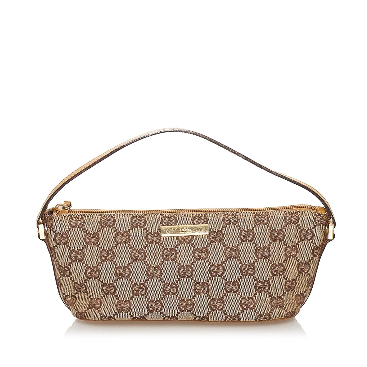 Gucci GG Boat Baguette SHG Canvas Brown Handbag 12