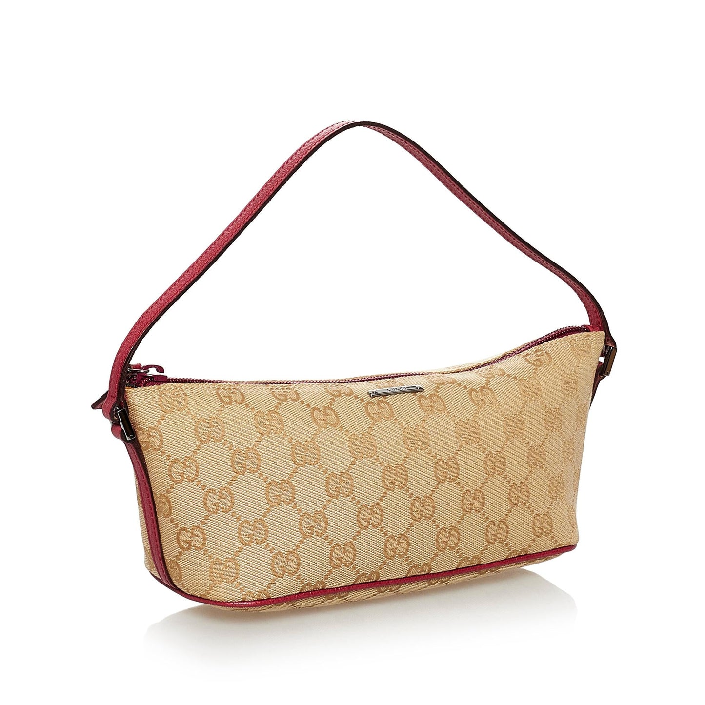 Gucci GG Boat Baguette SHG Canvas Calf Brown Handbag