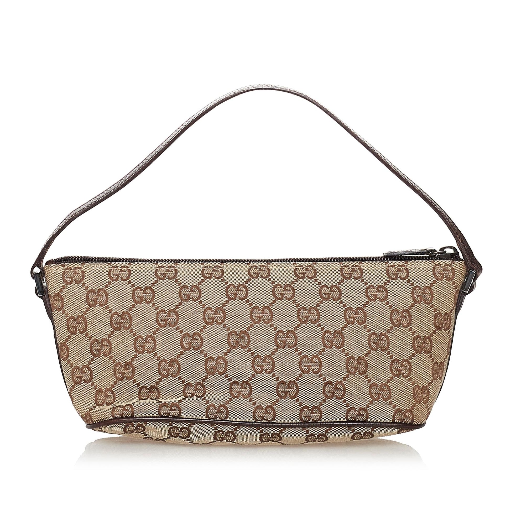Gucci GG Boat Baguette SHG Canvas Black Brown Handbag 3
