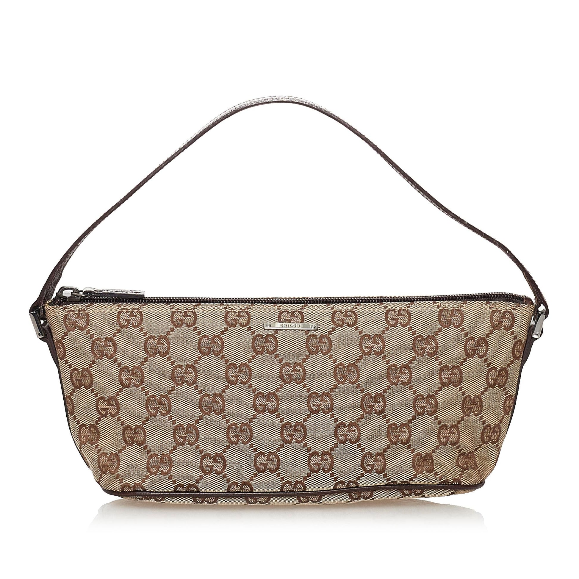 Gucci GG Boat Baguette SHG Canvas Black Brown Handbag 3