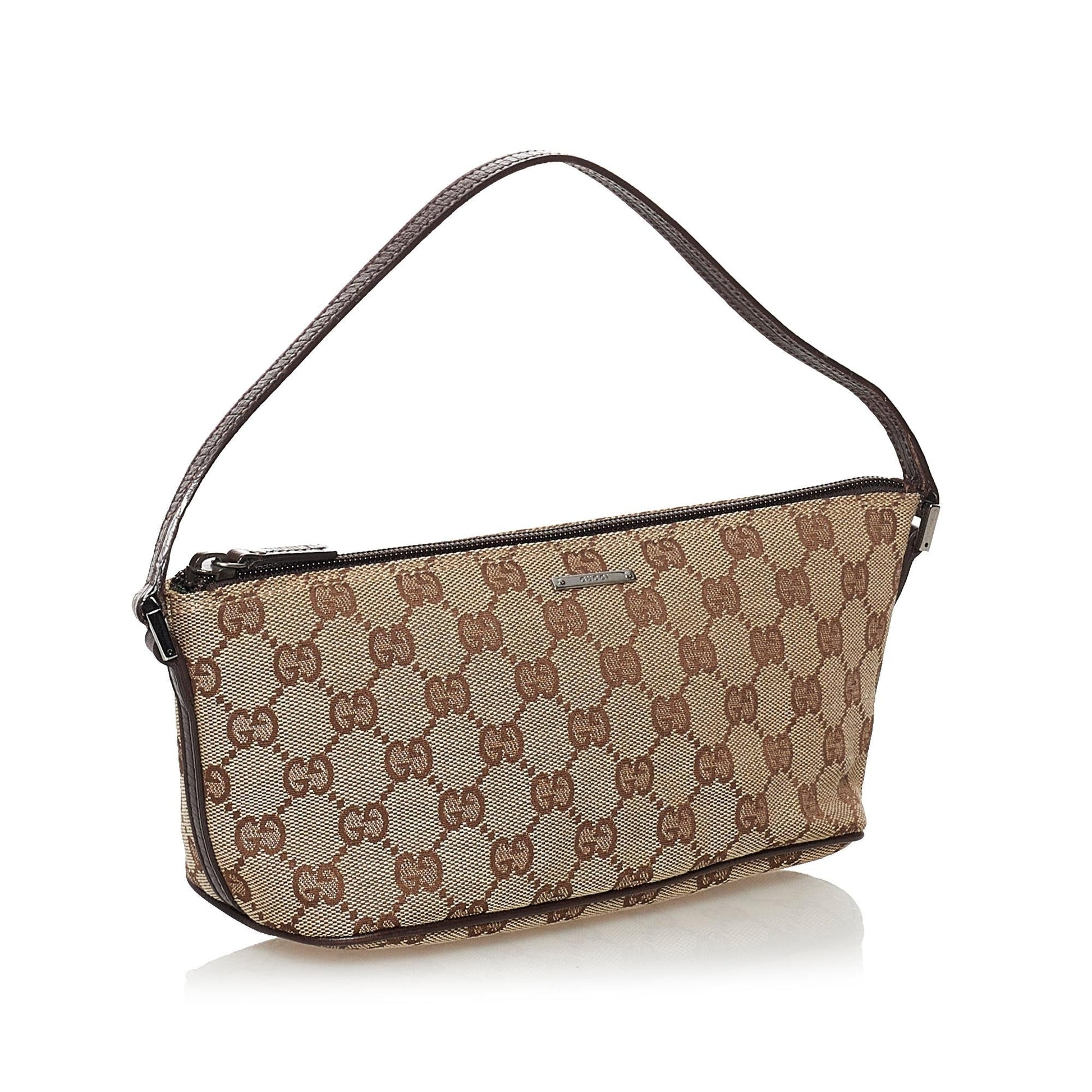 Gucci GG Boat Baguette SHG Canvas Black Brown Handbag 3