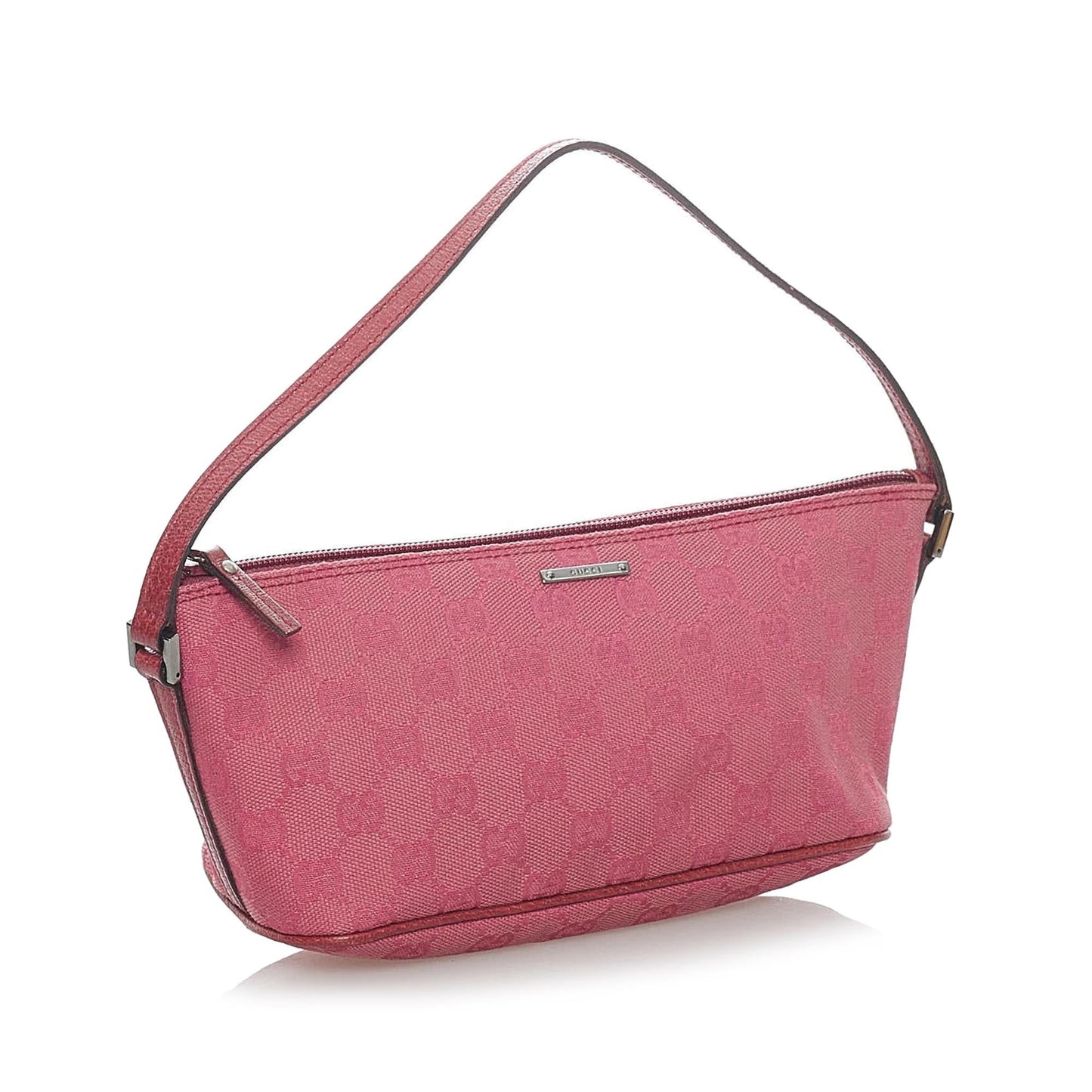 Gucci GG Boat Baguette SHG Canvas Pink Handbag Baguette Shg