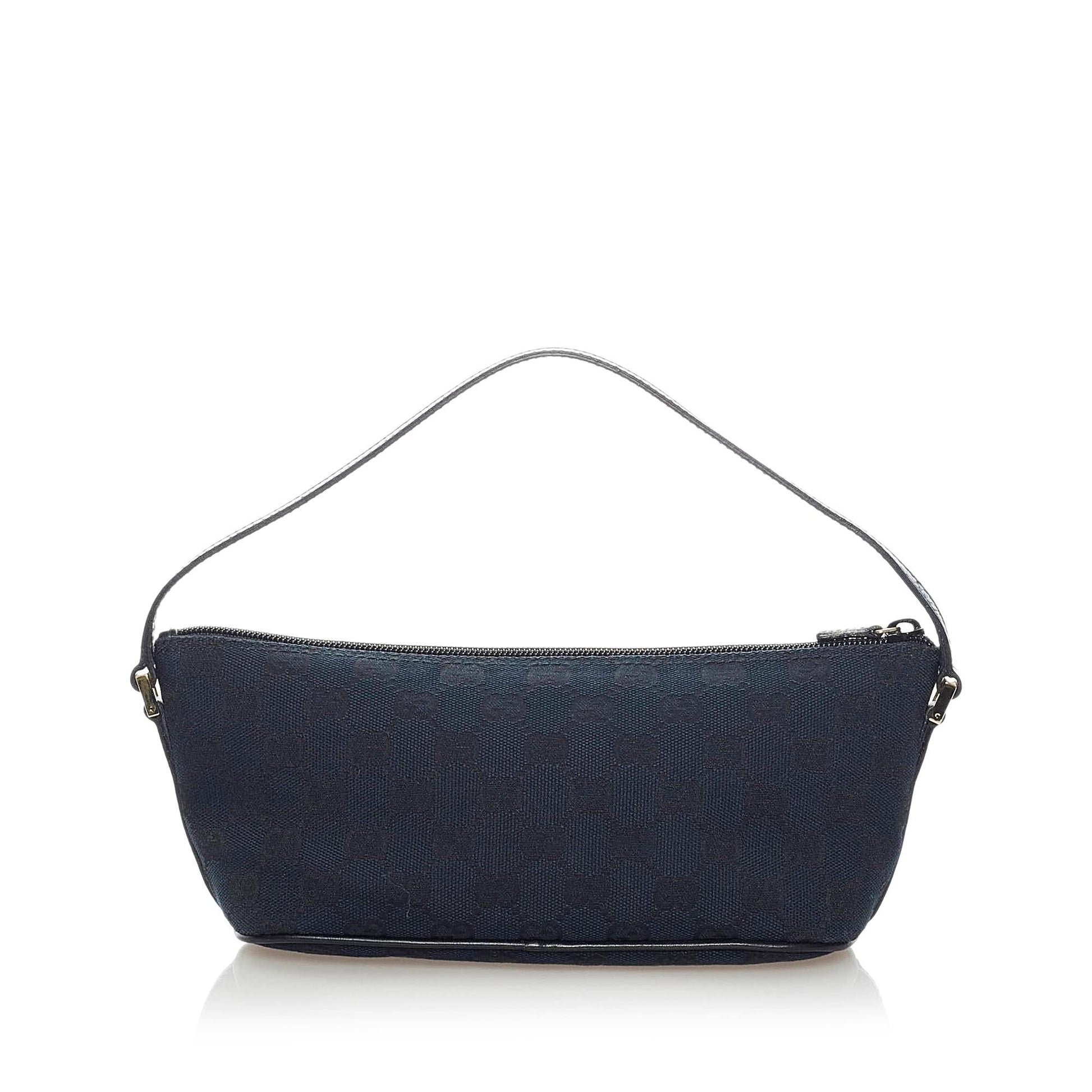 Gucci GG Boat Baguette SHG Canvas Calf Black Handbag 4