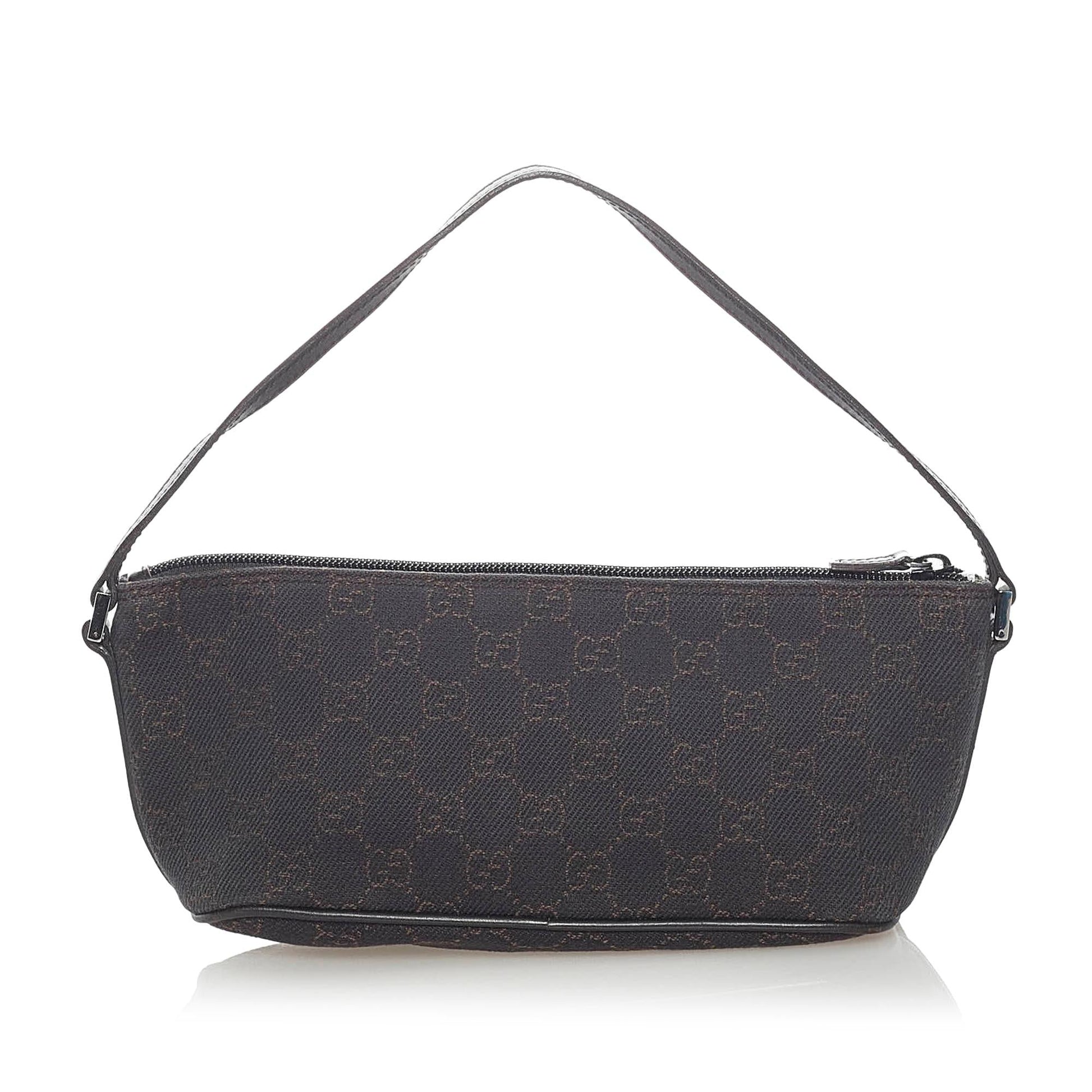 Gucci GG Boat Baguette SHG Canvas Black Handbag 12