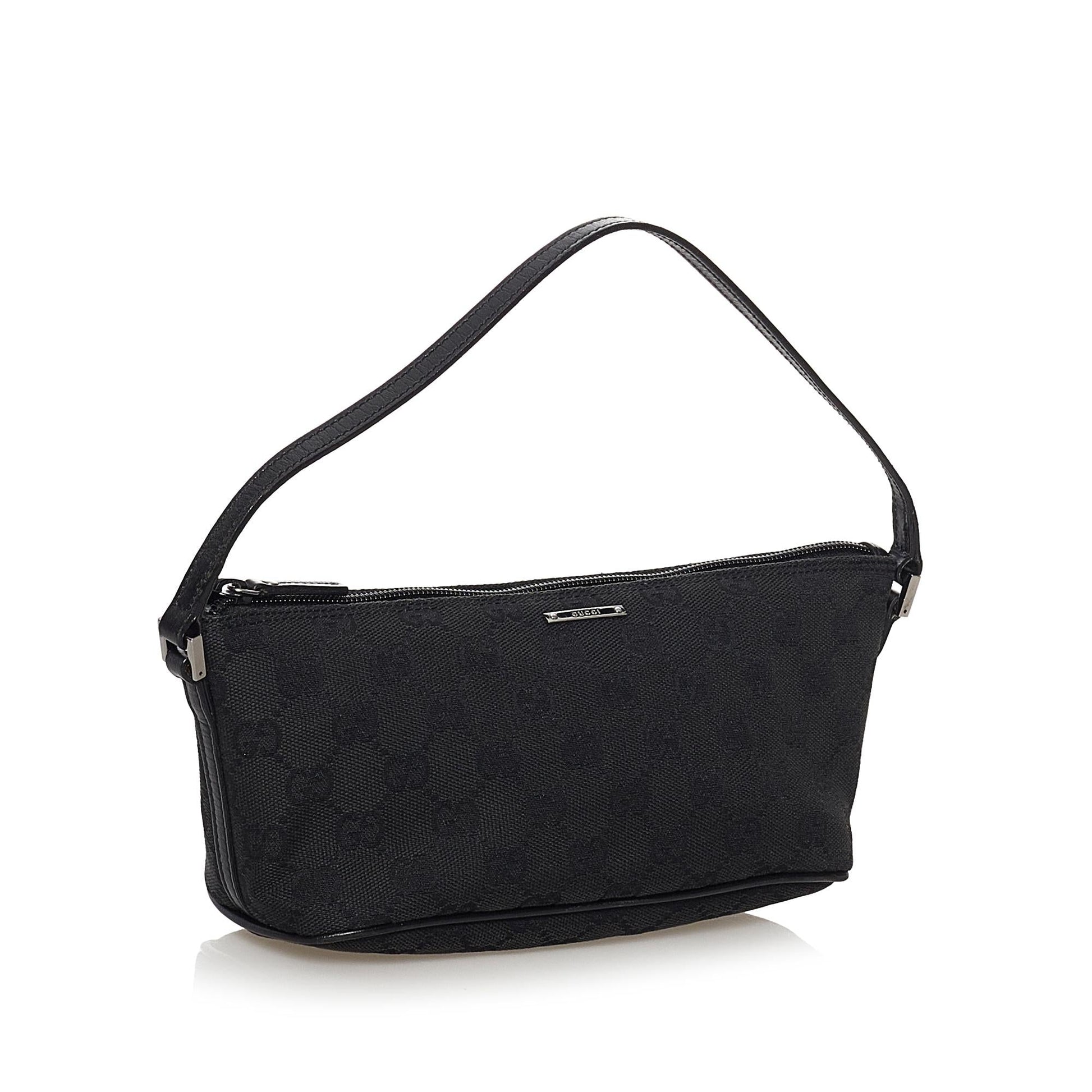 Gucci GG Boat Baguette SHG Canvas Black Handbag 13