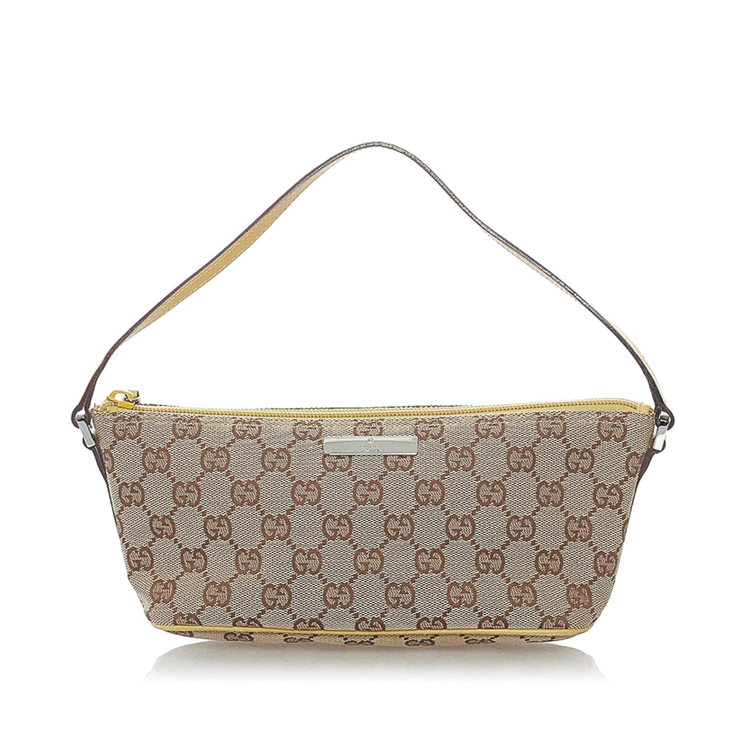 Gucci GG Boat Baguette SHG Canvas Brown Handbag 14