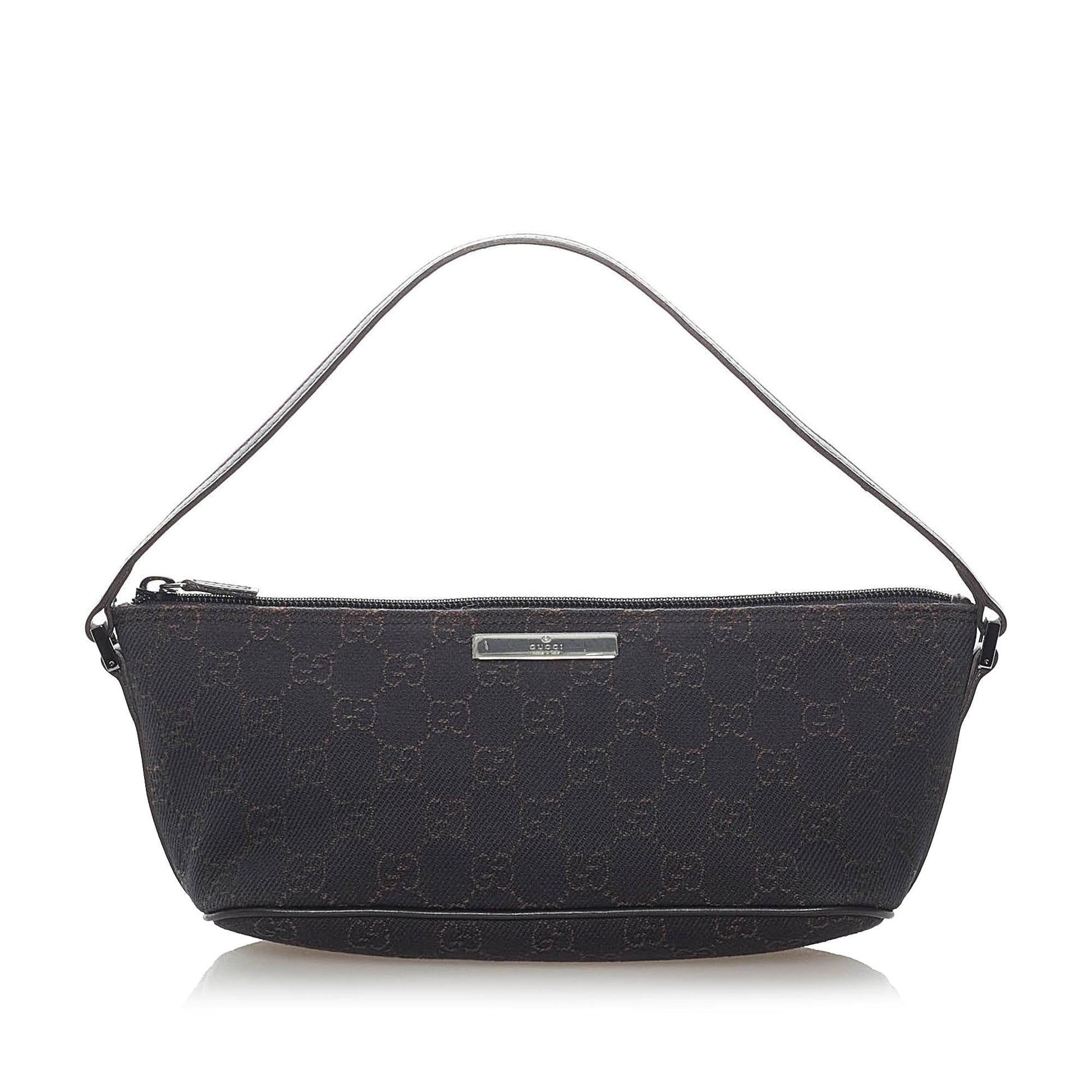 Gucci GG Boat Baguette SHG Canvas Black Handbag 14