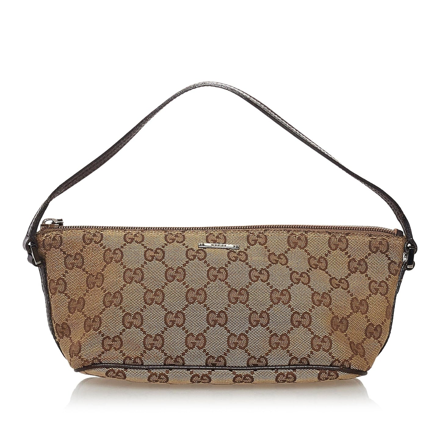 Gucci GG Boat Baguette SHG Canvas Brown Handbag 15