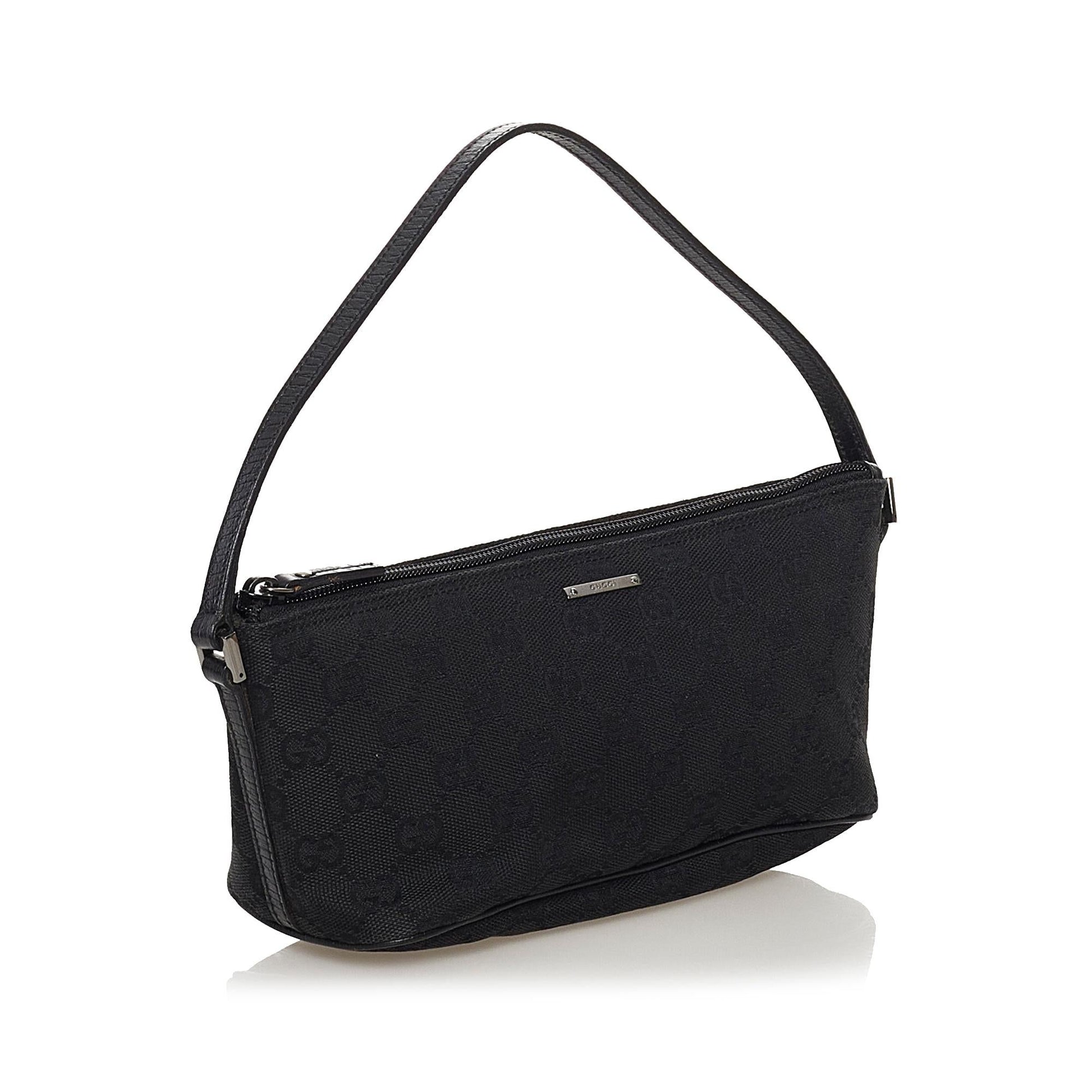 Gucci GG Boat Baguette SHG Canvas Black Handbag 16